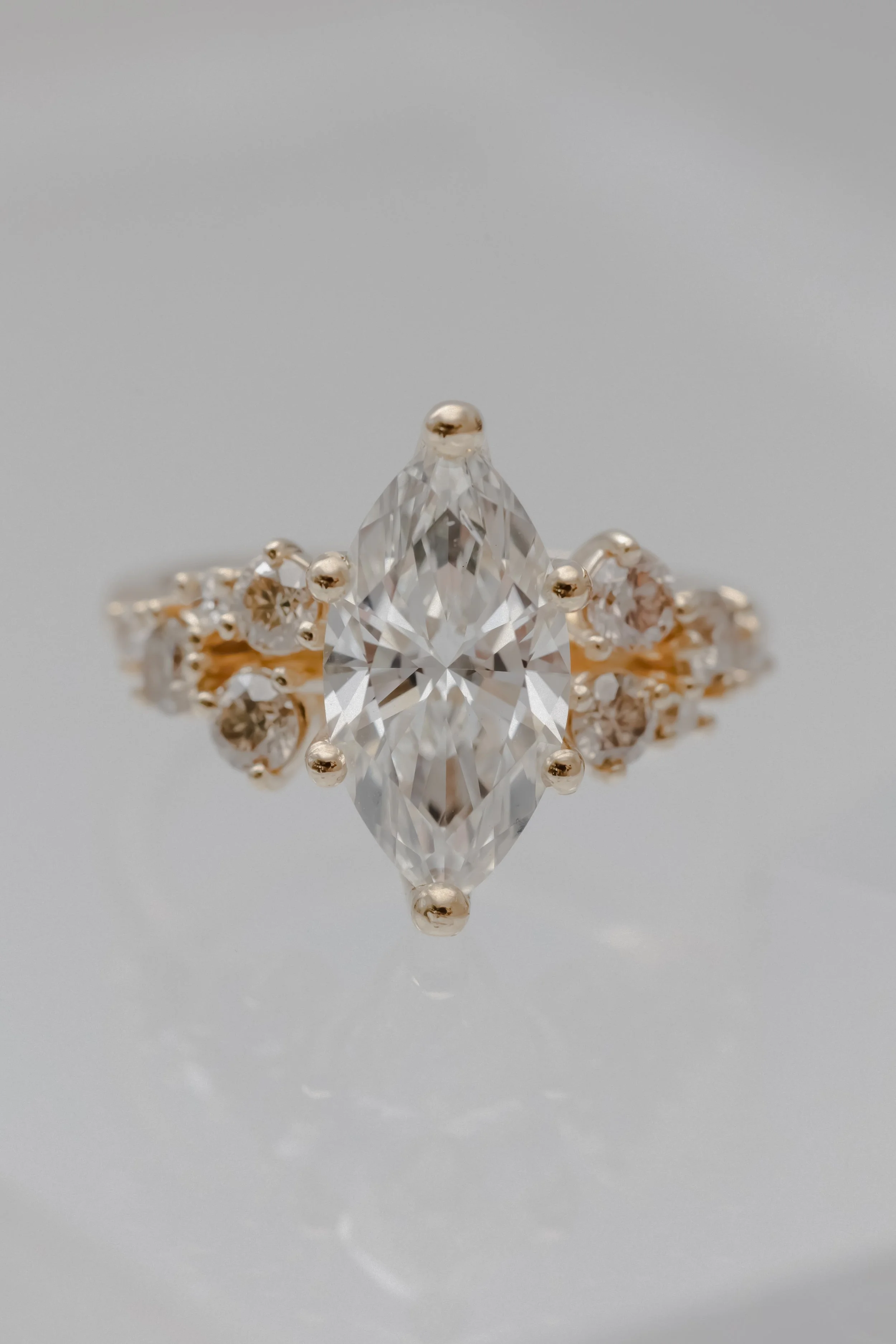 Marquise Cut Lab Created Diamond with Recycled Salt & Pepper Accents
