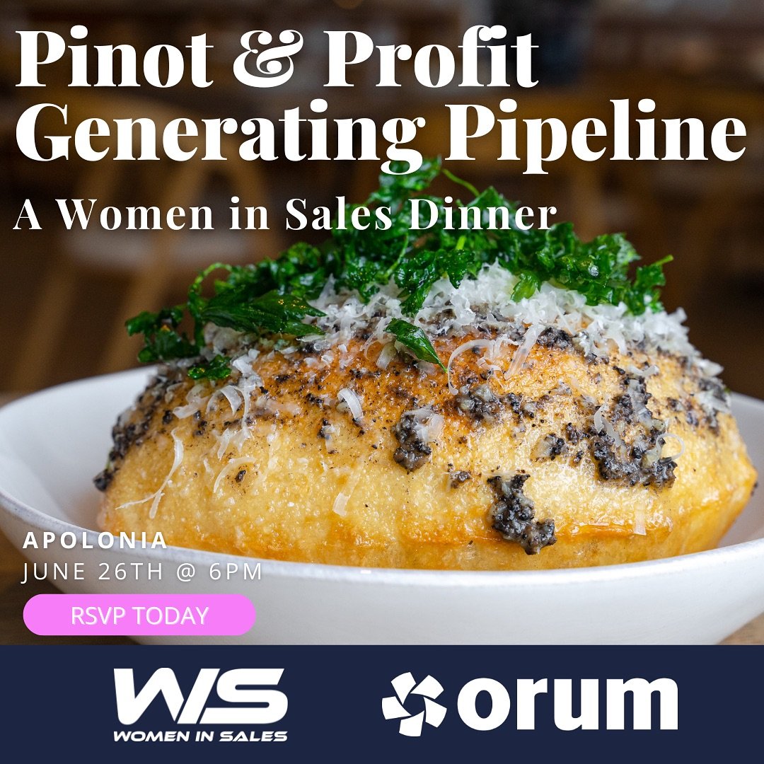 Super exciting news, Chicago!!! Women in Sales and Orum are teaming up to bring you an incredible dinner on June 26th!

Join us for an evening of incredible food, conversations, and connection with other Chicago-based women in sales! We will enjoy wi