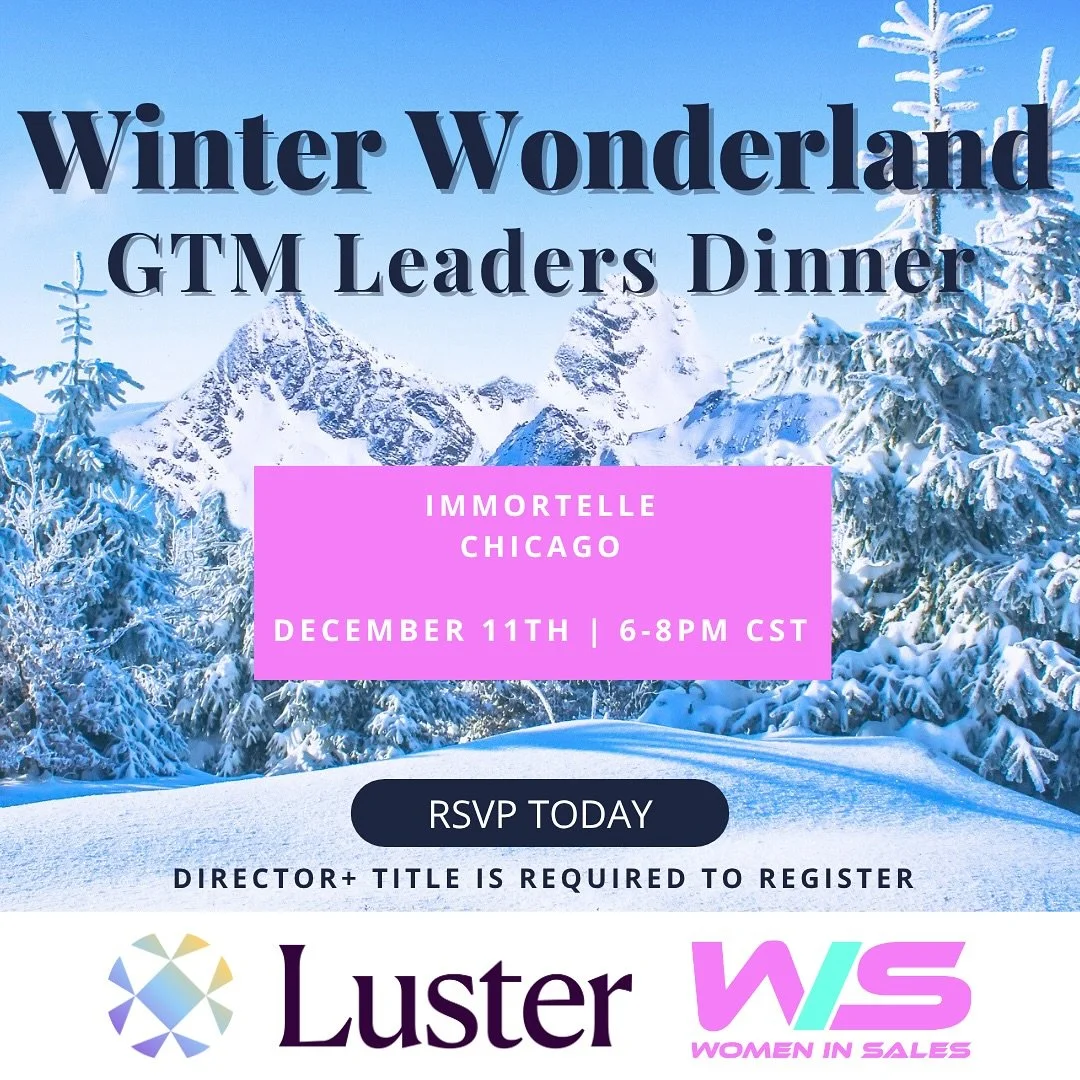 Calling all Chicago GTM Leaders!!! 📣 📣 📣 
Our FINAL in person event of the year is coming! No better way to close out 2025 than alongside our amazing partner, Luster! ✨ 
Christina Brady, CEO of Luster, will lead a session on AI for GTM leaders-