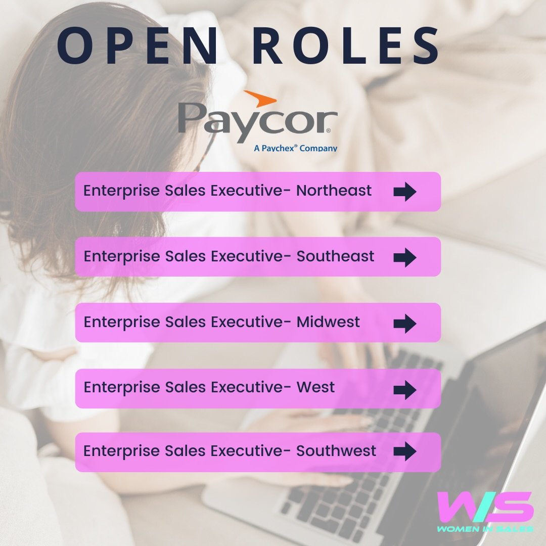 Paycor (Women in Sales partner company!) is growing their Enterprise Sales Team and is excited to partner with the Women in Sales community to connect with talented, driven sales professionals across the country!

 📍25+ locations nationwide
📈 Enter