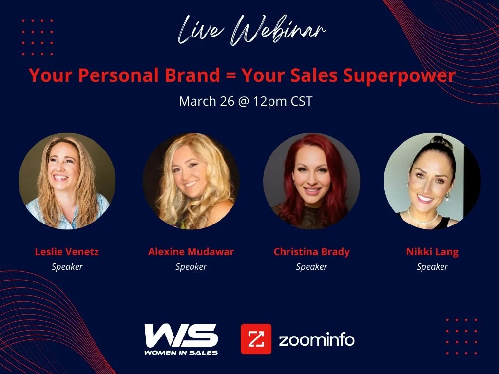 ✨ Your Personal Brand = Your Sales Superpower ✨

Have you wanted to build your personal brand but aren&rsquo;t sure where to even begin? This event is a masterclass on how to get started!

We&rsquo;re bringing together Leslie Venetz Christina Brady N