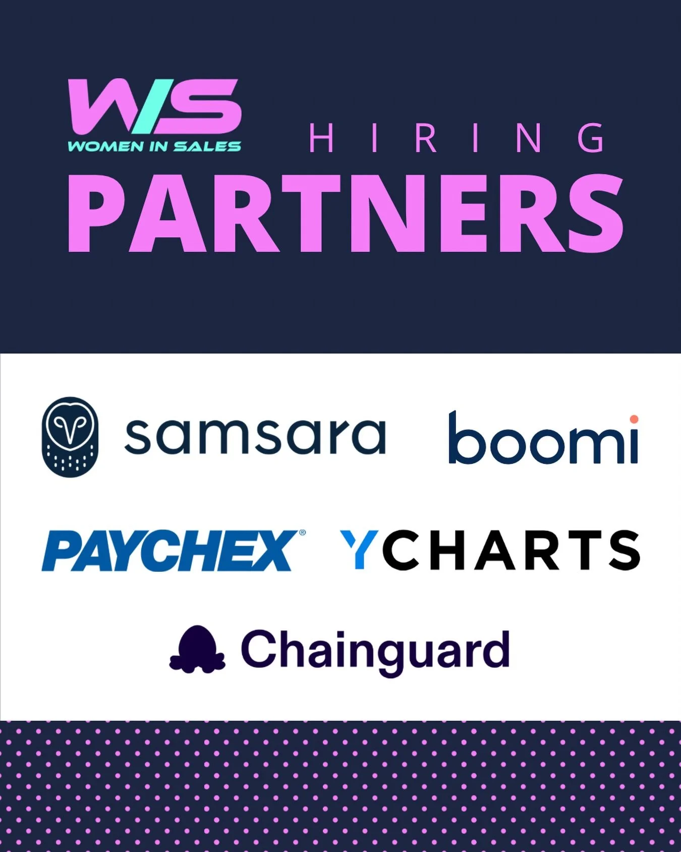 Women in Sales is proud to work alongside our Hiring Partner companies to bring more career opportunities to our members! 

All of these companies are actively hiring! Head to the Job Postings channel in the Women in Sales Slack community to check ou