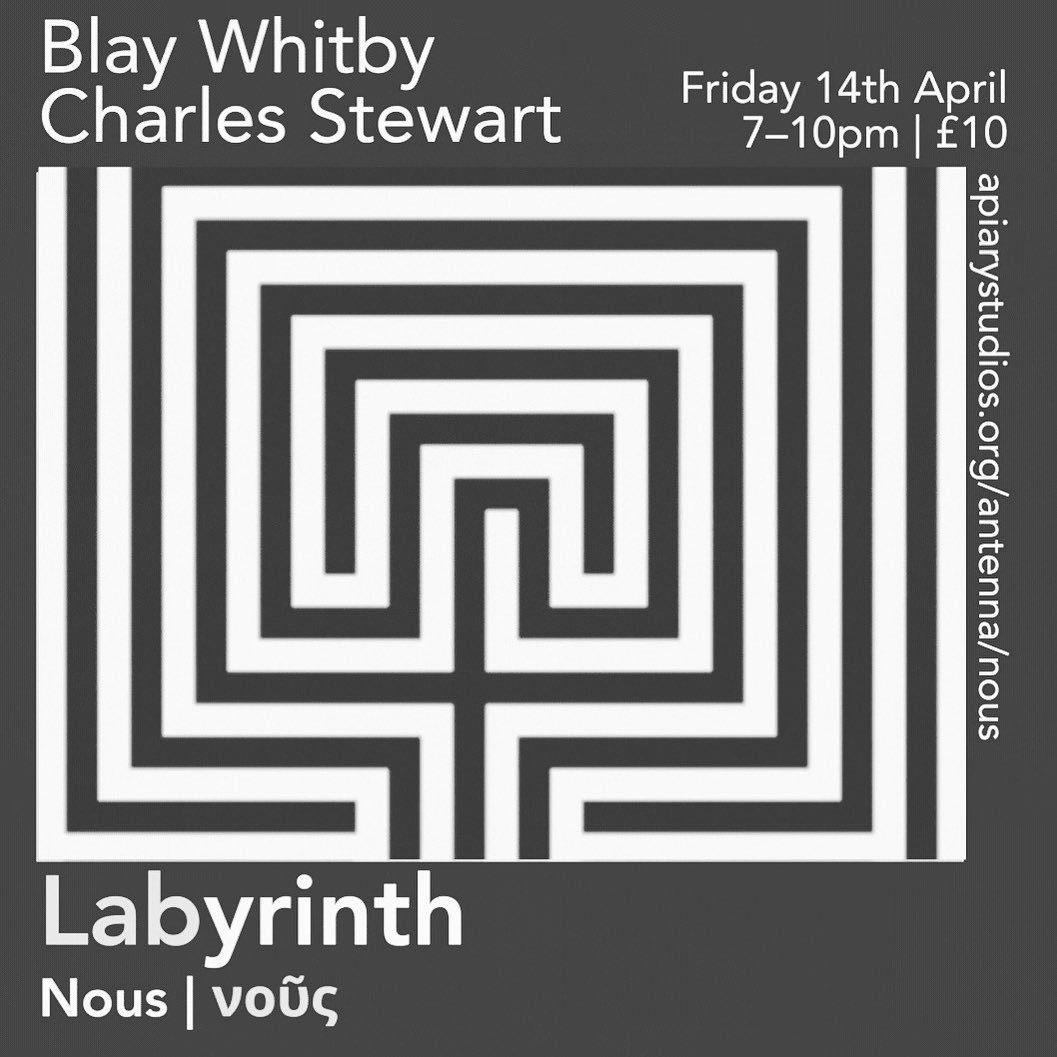 LINK IN BIO 
FRIDAY 14/04/23 // 7pm - 10pm BST
****
LAByrinth: NOUS
****

Apiary Studios, 458 Hackney Rd E2

Doors at 6:15pm - come early and walk the labyrinth!

Tickets &pound;10 in advance

https://www.ticketsource.co.uk/theexplorersclub/t-zzplkzn