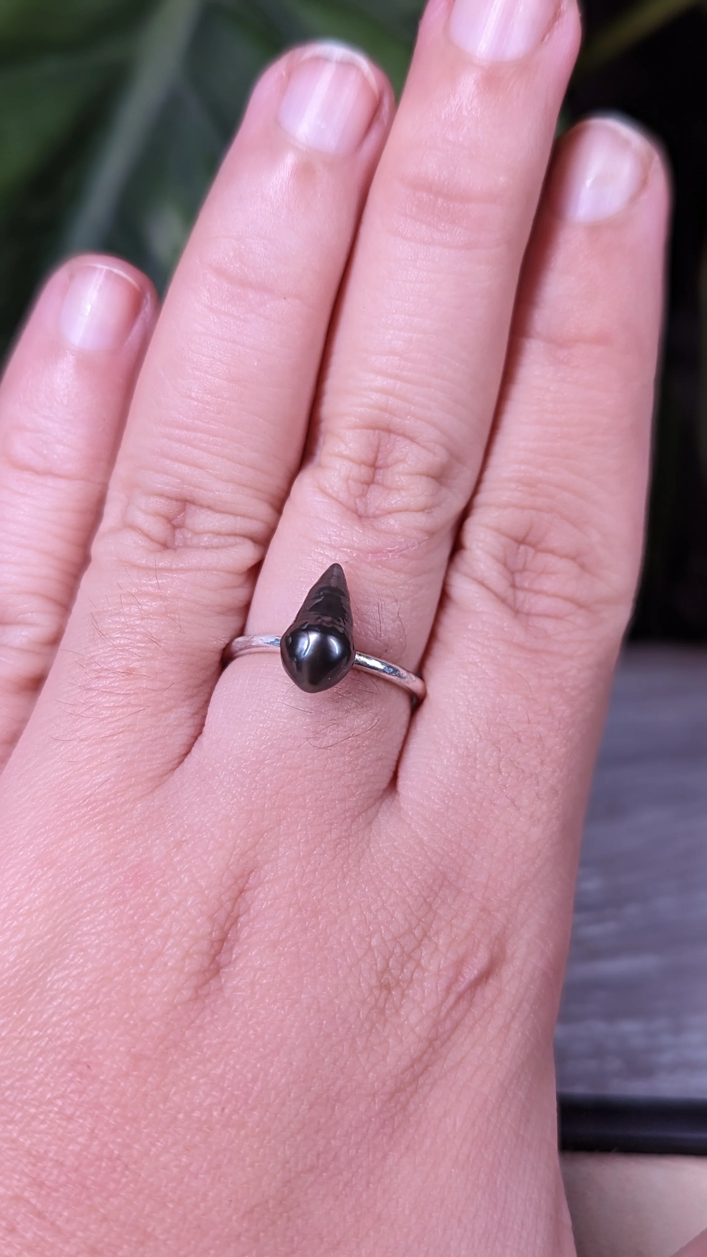 Silver Keshi Tahitian Cultured Pearl Ring in size 7 1/4