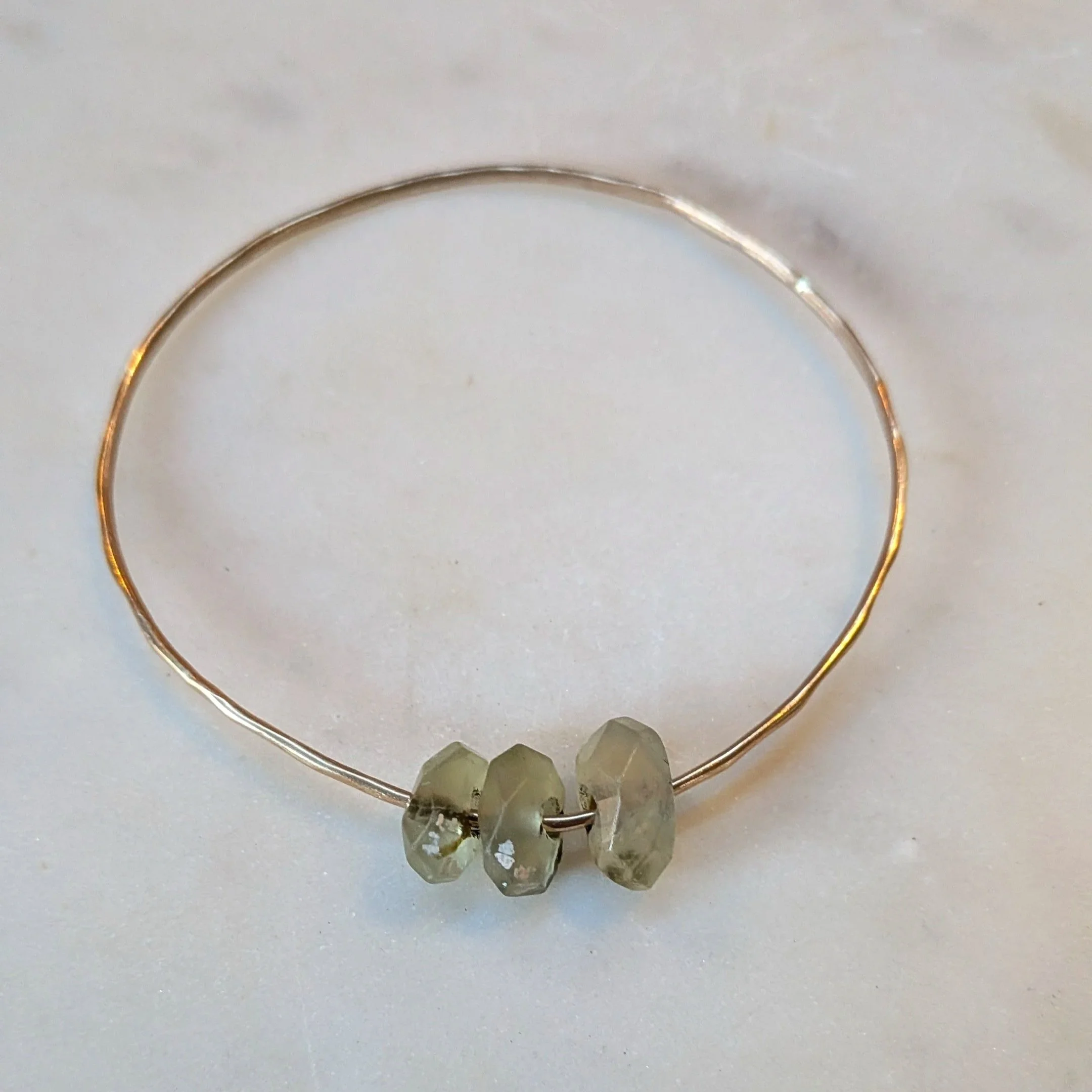Prehnite Gemstone Bangle – Custom Made in 14k Gold Fill or Sterling Silver