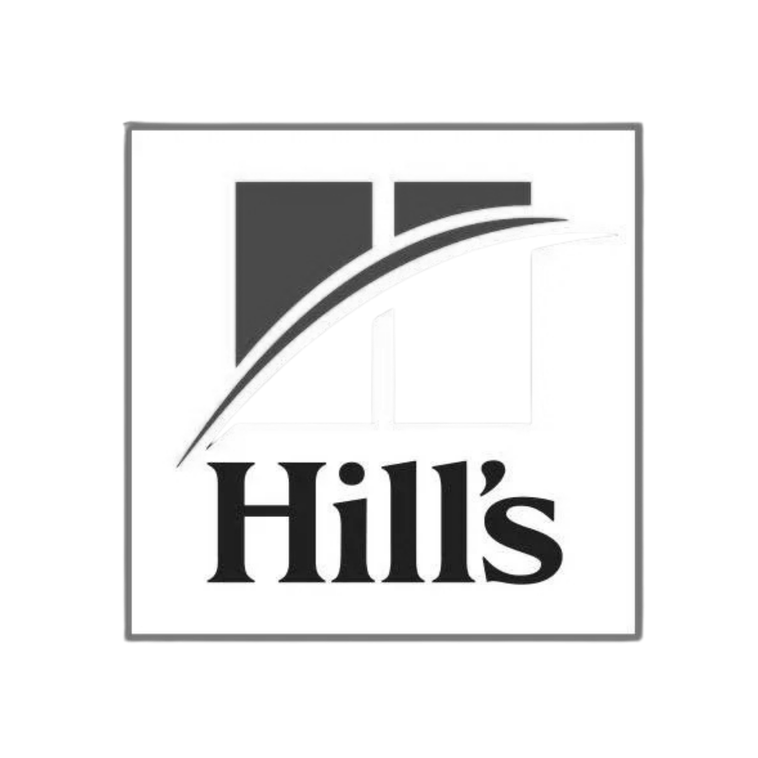 Hills logo with red and blue geometric shapes and curved lines, with the word 'Hills' below.