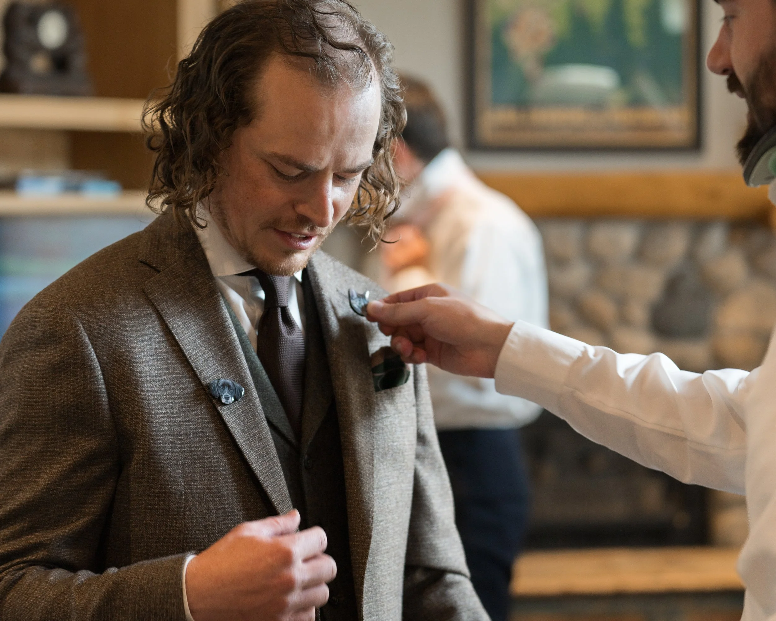 Groom getting ready at Grand Targhee Wedding