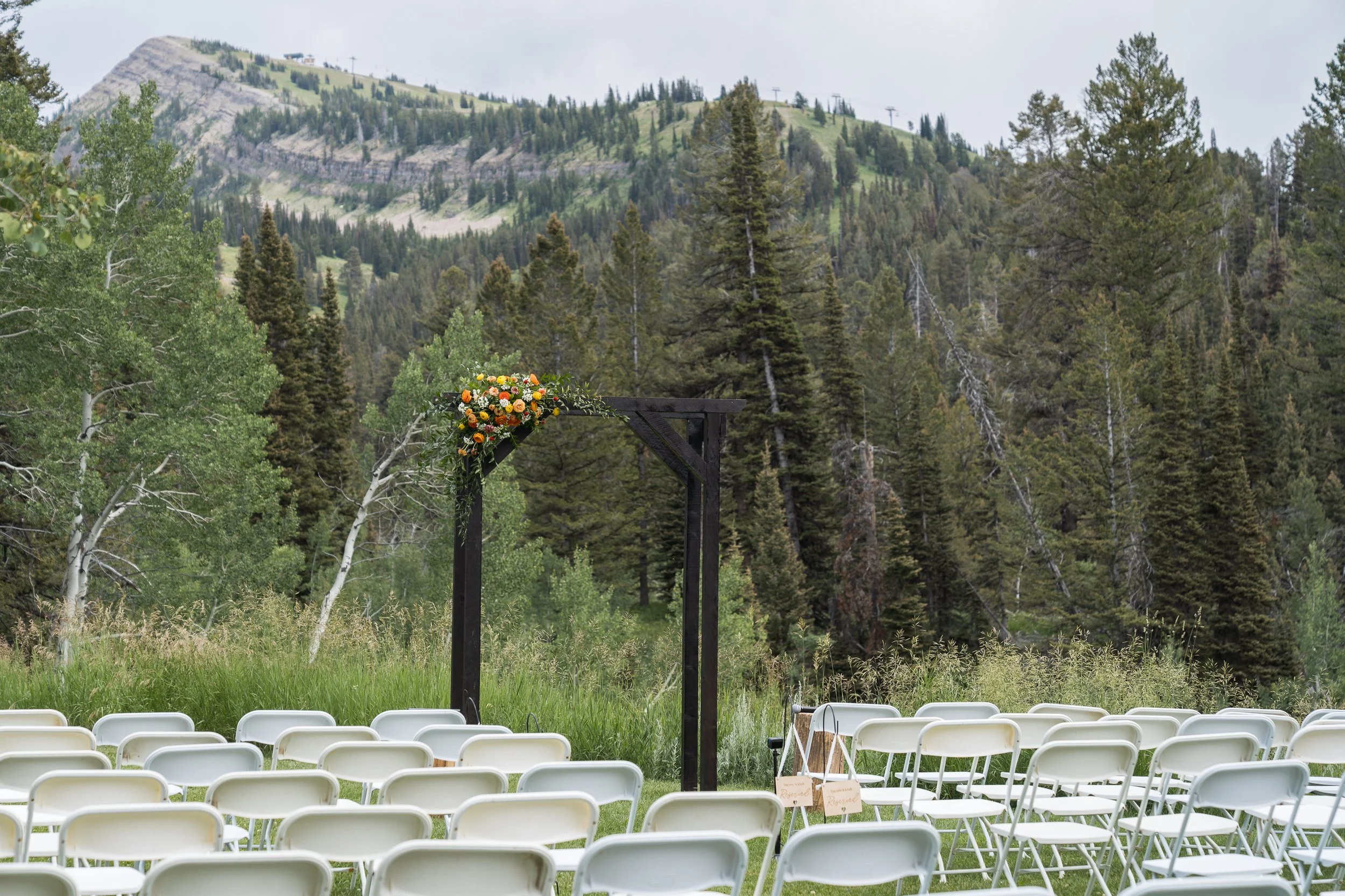Wedding ceremony altar at Grand Targhee Resort