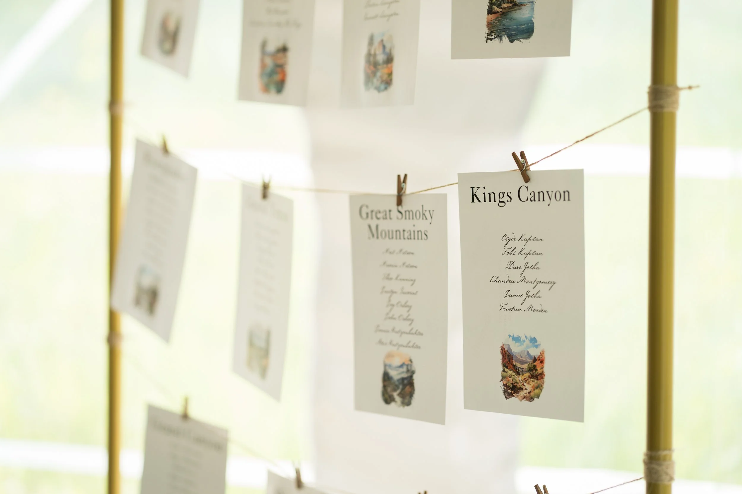 Grand Targhee Resort, documentary Wedding photography; custom illustrations of national parks showing seating arrangements