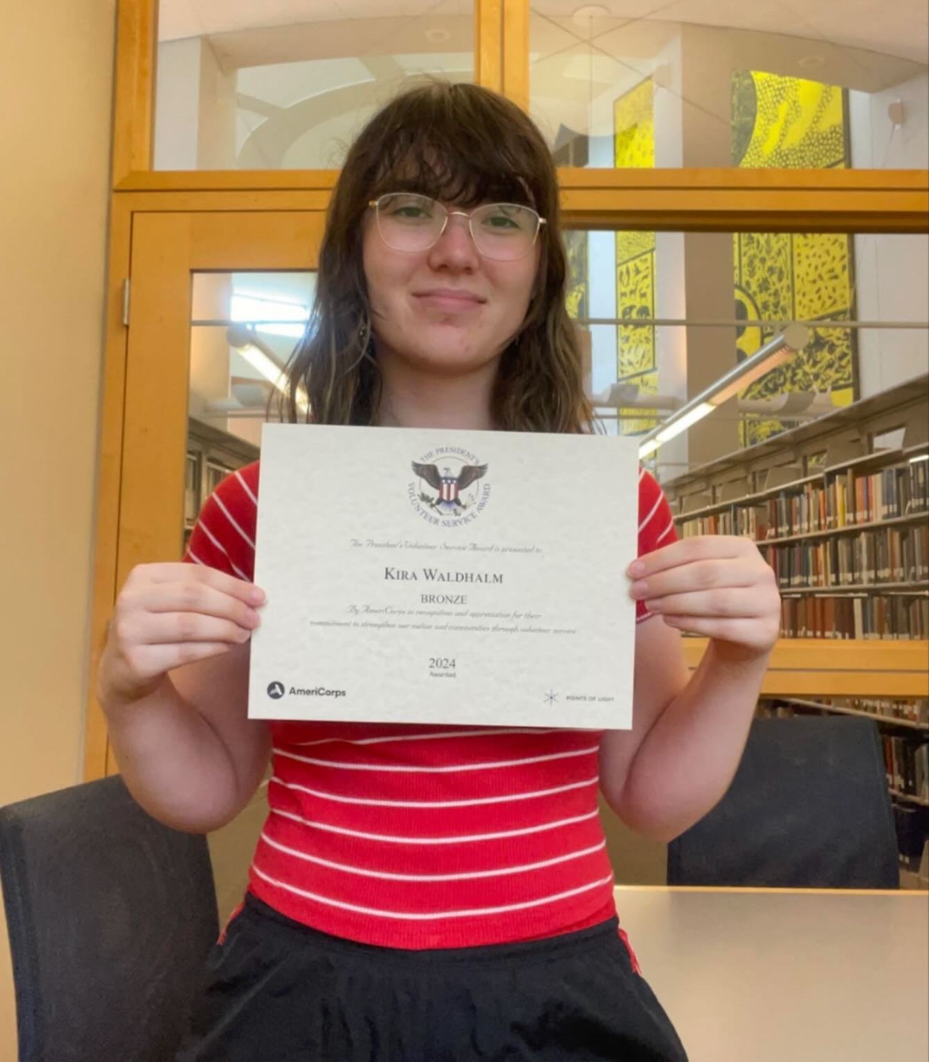 Eloquence Academy recently awarded Kira Waldhalm with the President&rsquo;s Volunteer Service Award. Over the last year, Kira has been a driving force behind Eloquence&rsquo;s mission. She has coached on a weekly basis, judged at tournaments, hosted 