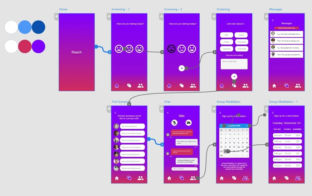 Reach app screen 1