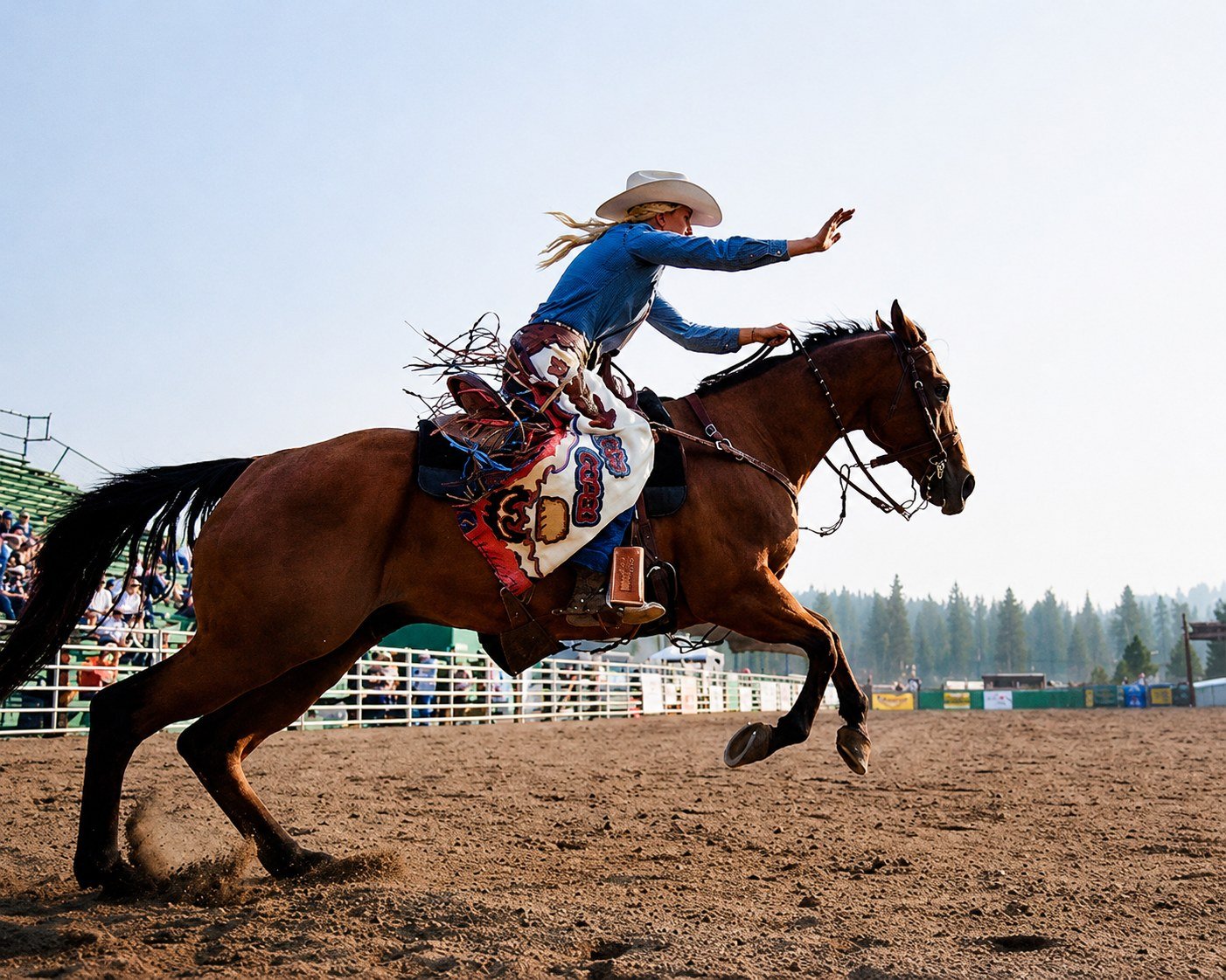 Rodeo rider competing at the Truckee Pro Rodeo at Historic McIver Arena.