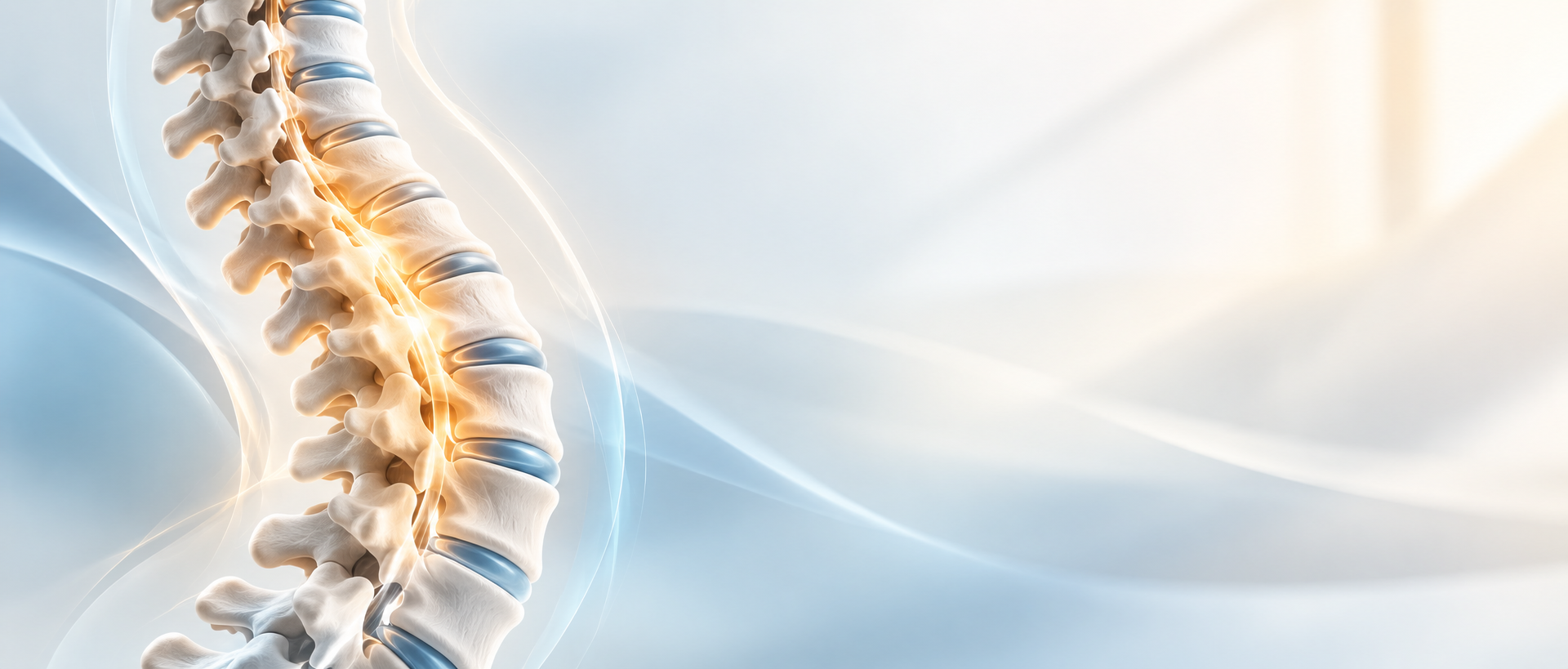 A digital illustration of the profile of a human spine