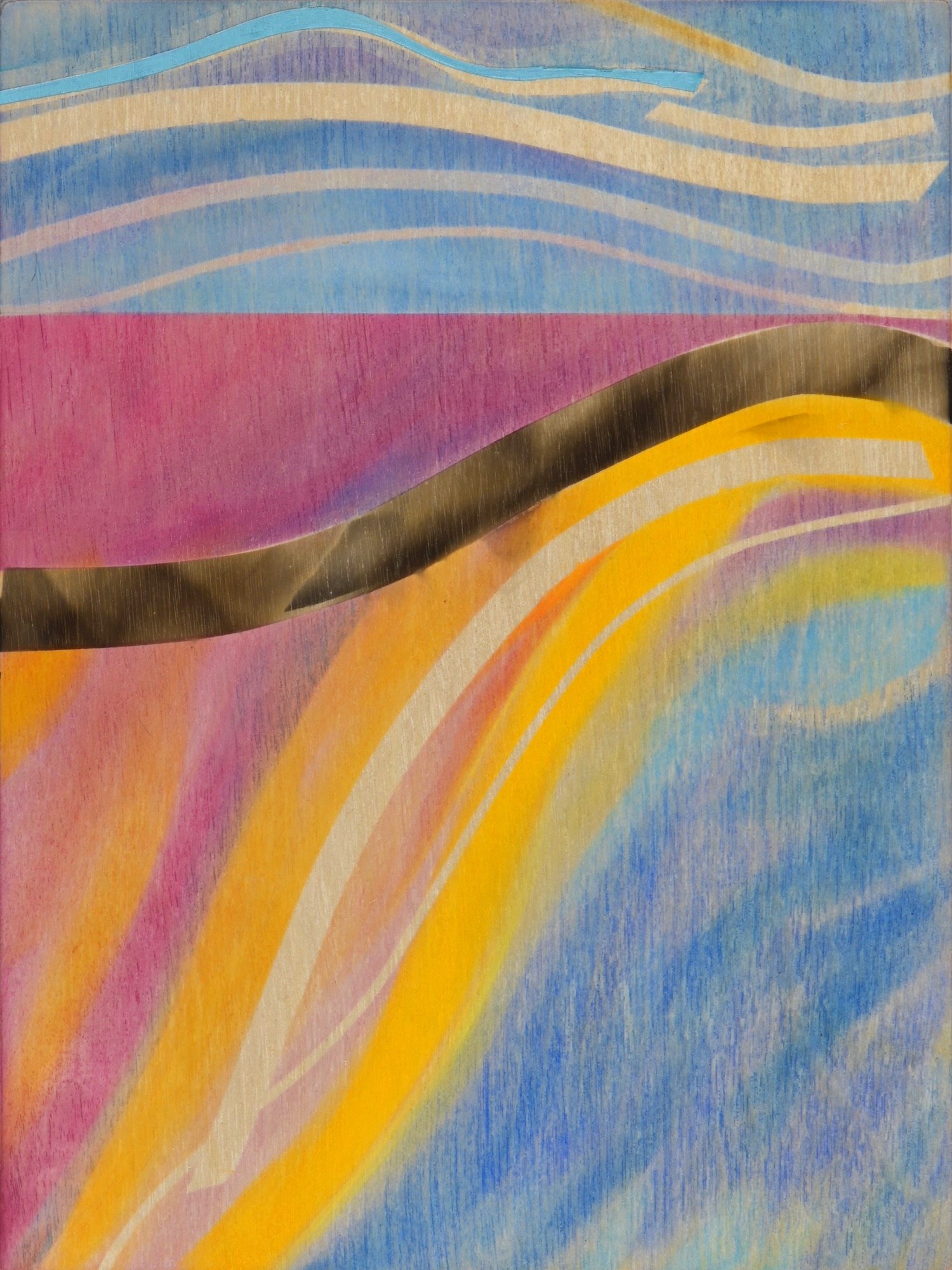 '4 corners unravel 12,' 6 in x 6 in pastel smoke on panel