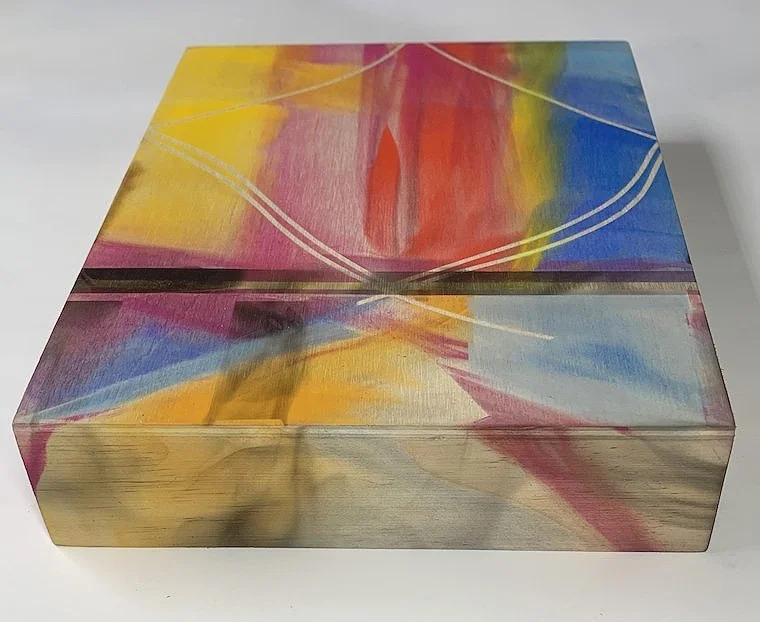 'detail 4 corners unravel 13,' 8 in x 6 in pastel smoke wood panel
