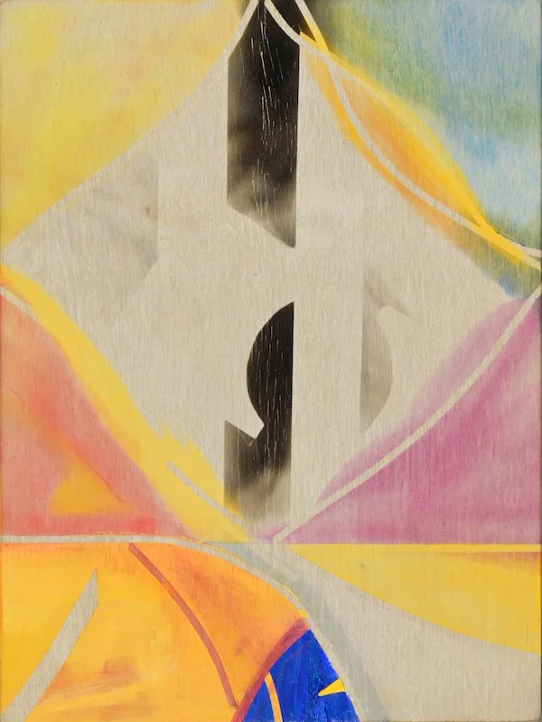 '4 corners unravel 9,' 8 in x 6 in pastel smoke on wood panel