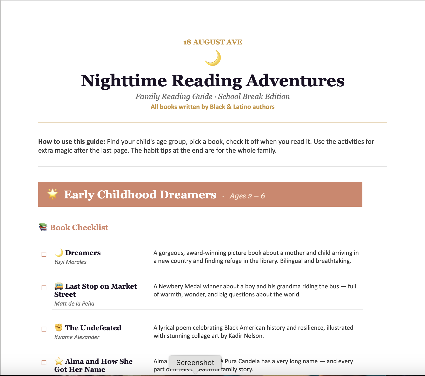 Cozy School Break Reading Guide for Families | Black &amp; Latino Authors by Age Group