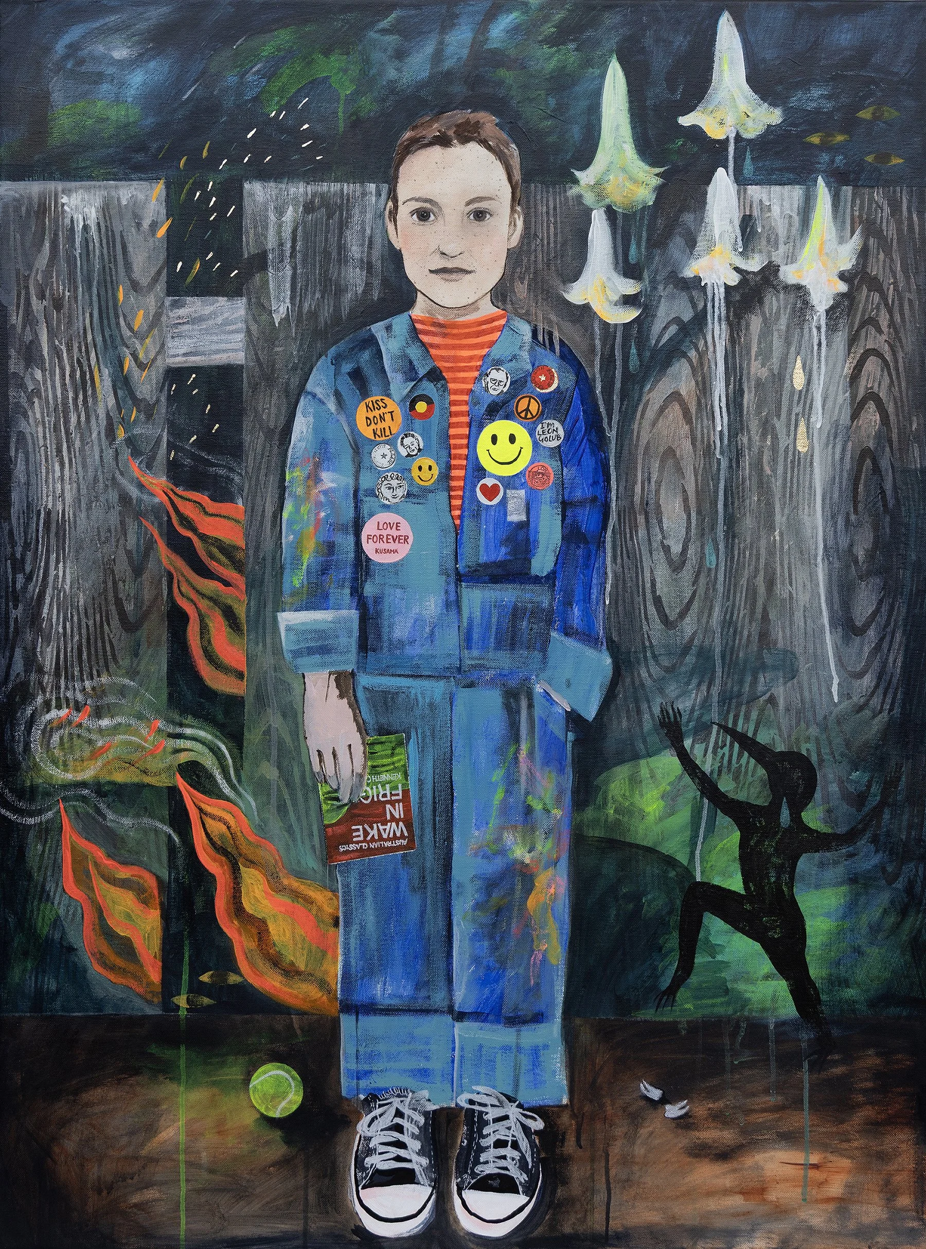 Angela	McHugh "Self Portrait As An Optimist (Ode to Peter Blake)"

Acrylic on canvas

102cm x 76cm $3,400
