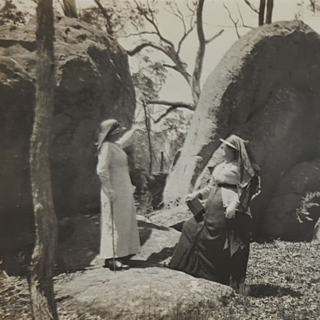 Alice &amp; Vioet &amp; some rocks, Stanthorpe 15.2.1915
