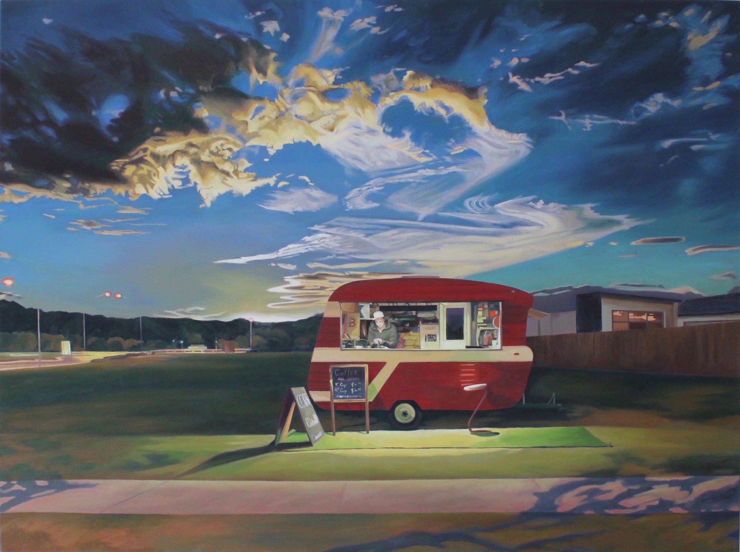 “Casuarina Landscape with Coffee Van” by Sandra Guy