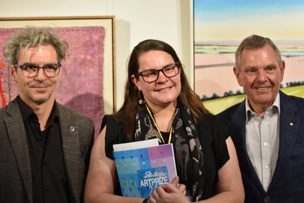 Winner Stanthorpe Art Prize 2024 - The Bogan's Ballet by Melanie Sinclair (C), Michael Brennan (L), Philip Bacon (R)