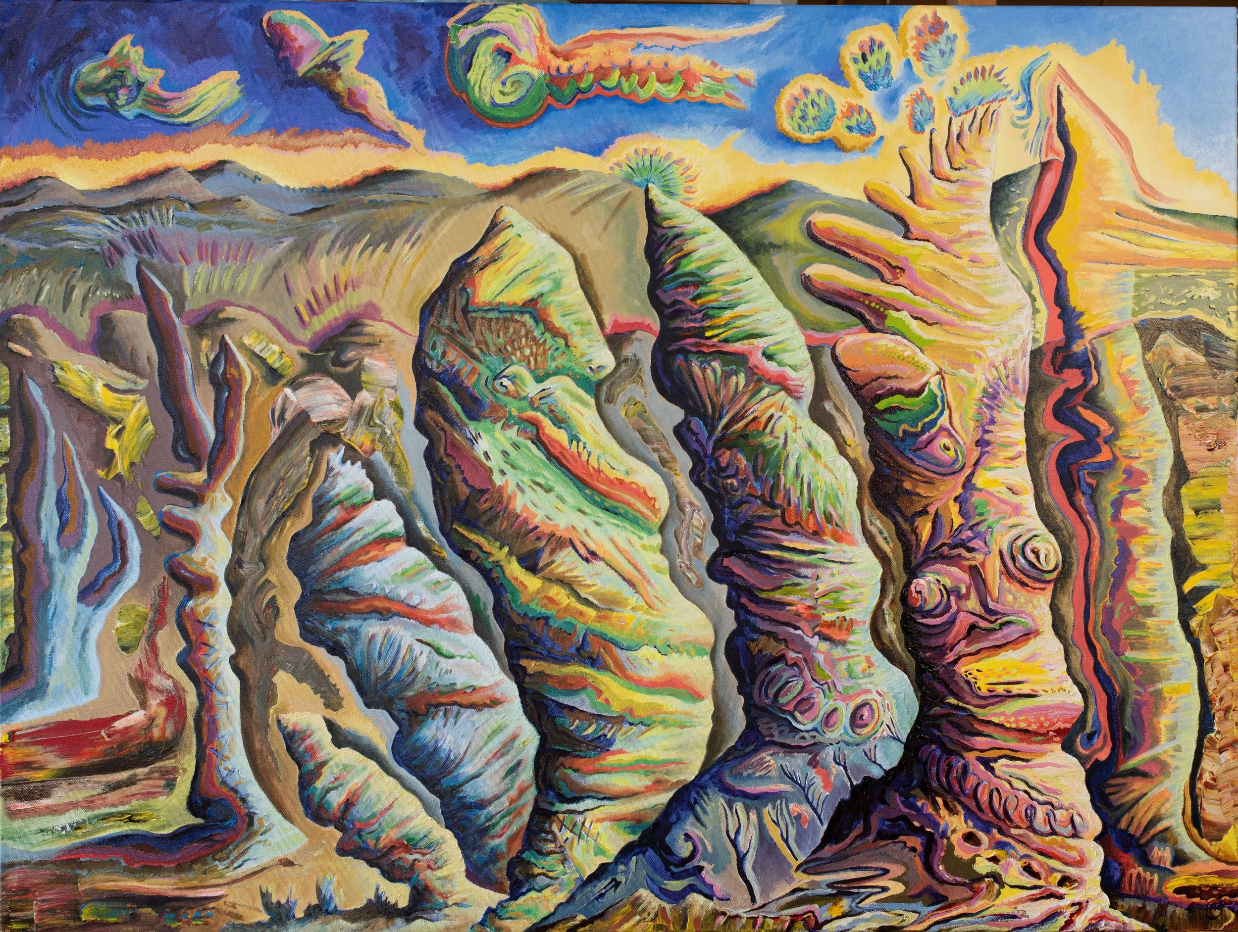 Robert	Ewing "Hiding in plain sight" 

Acrylic on cotton canvas

79cm x 104cm $16,000
