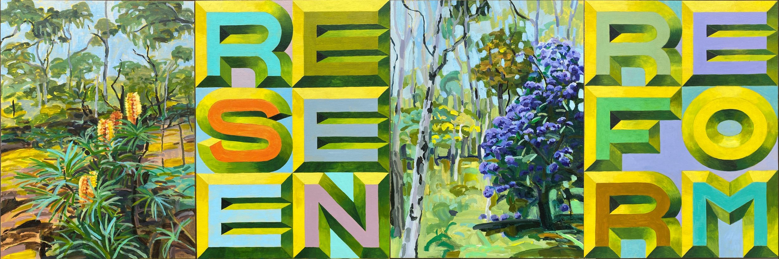 Leigh Schoenheimer "RE_seen | RE_form"

Acrylic on plywood	

40cm x 120cm $4,000

