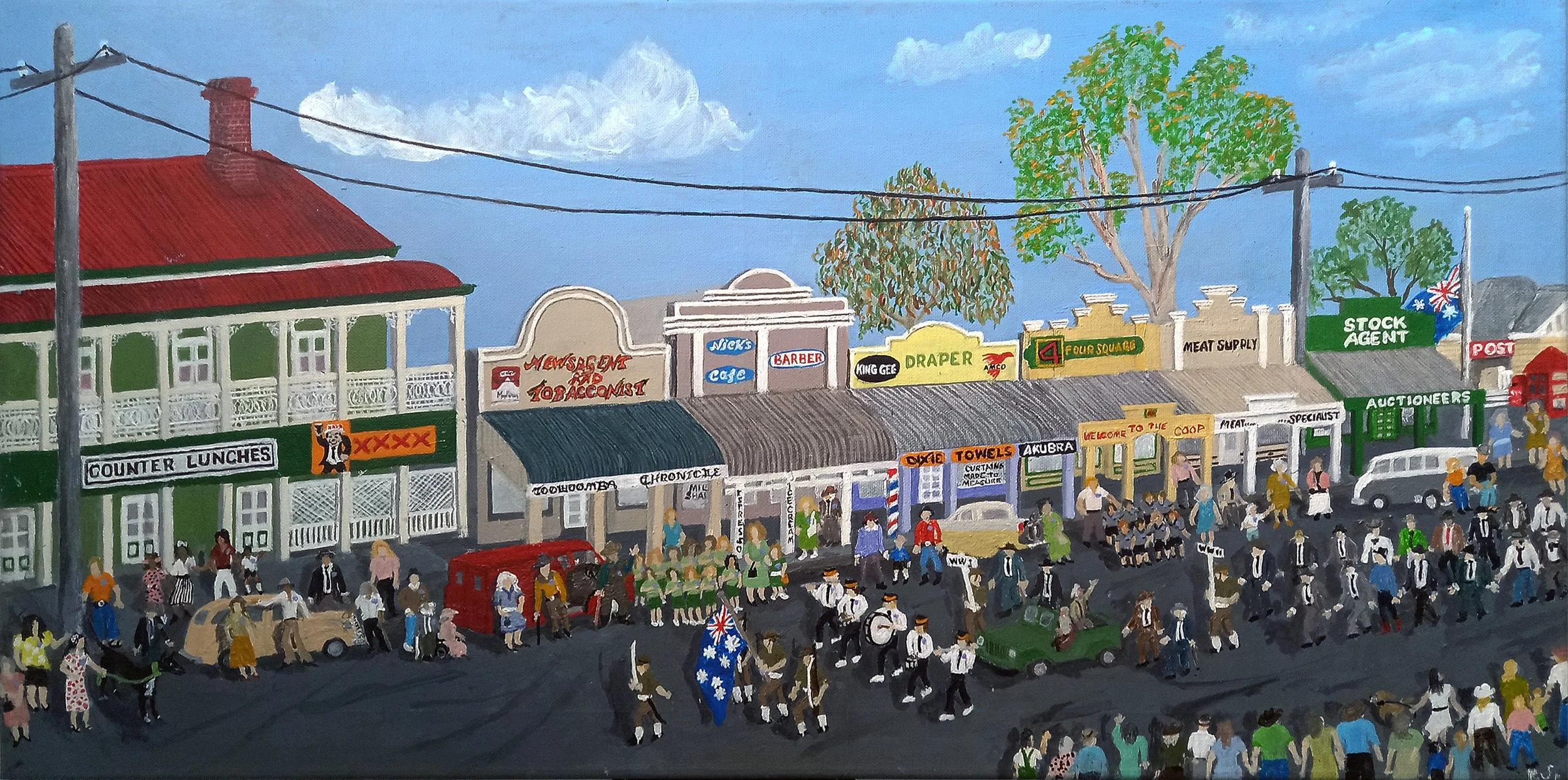Russell	Stark "ANZAC Day" 

Acrylic on canvas

40cm x 80cm $2,500
