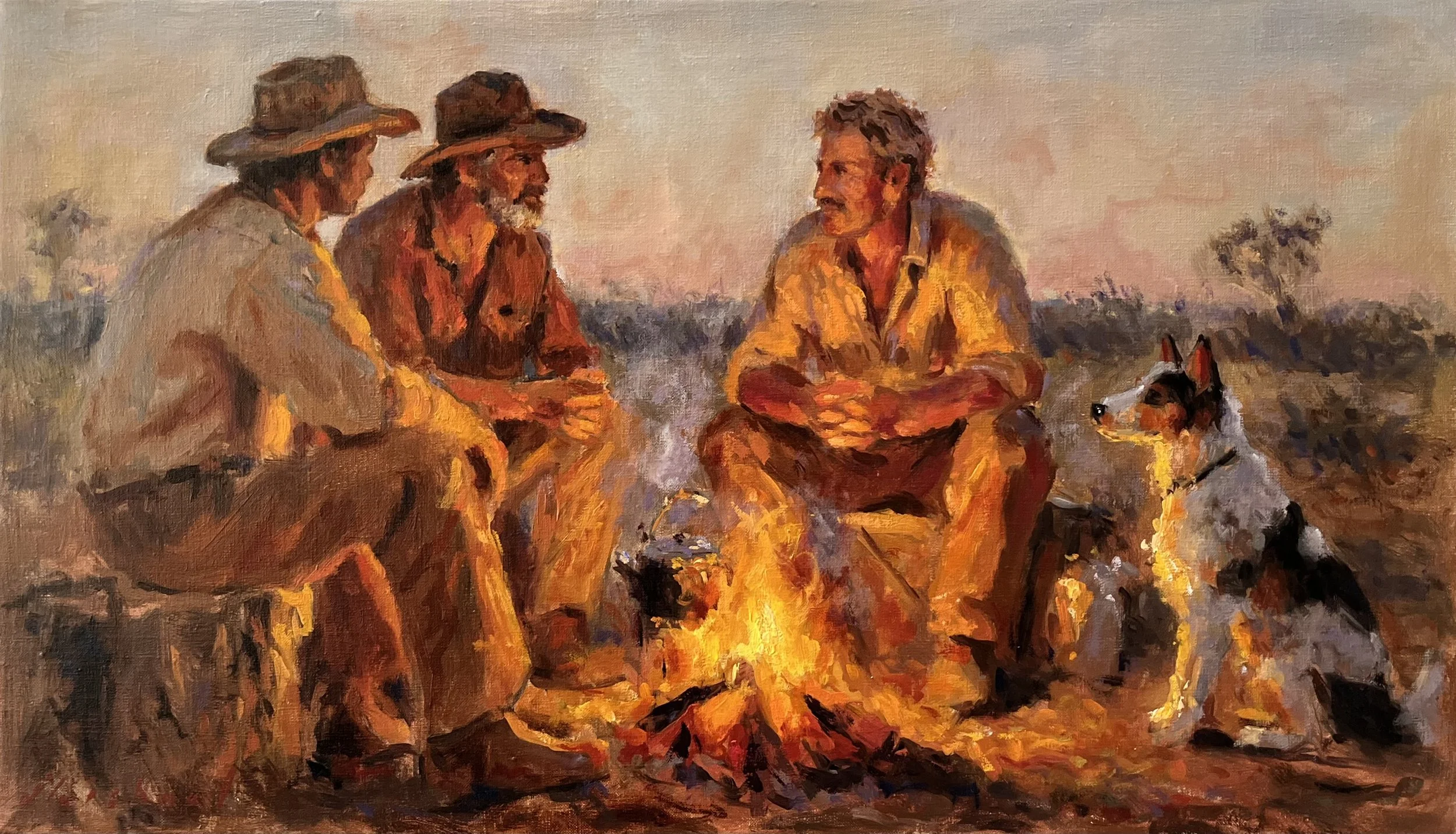 SOLD

Michael Morgan "Bush Psychiatry" 

Oil on Belgian Linen	

44cm x 74cm $1,350