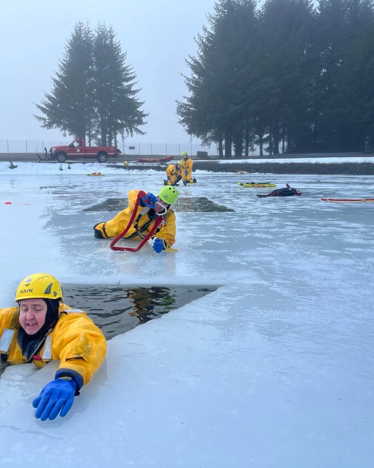 Your local firefighters doing their annual ice rescue training! We are eager to deliver the best service to our community, and training helps our responders stay sharp.