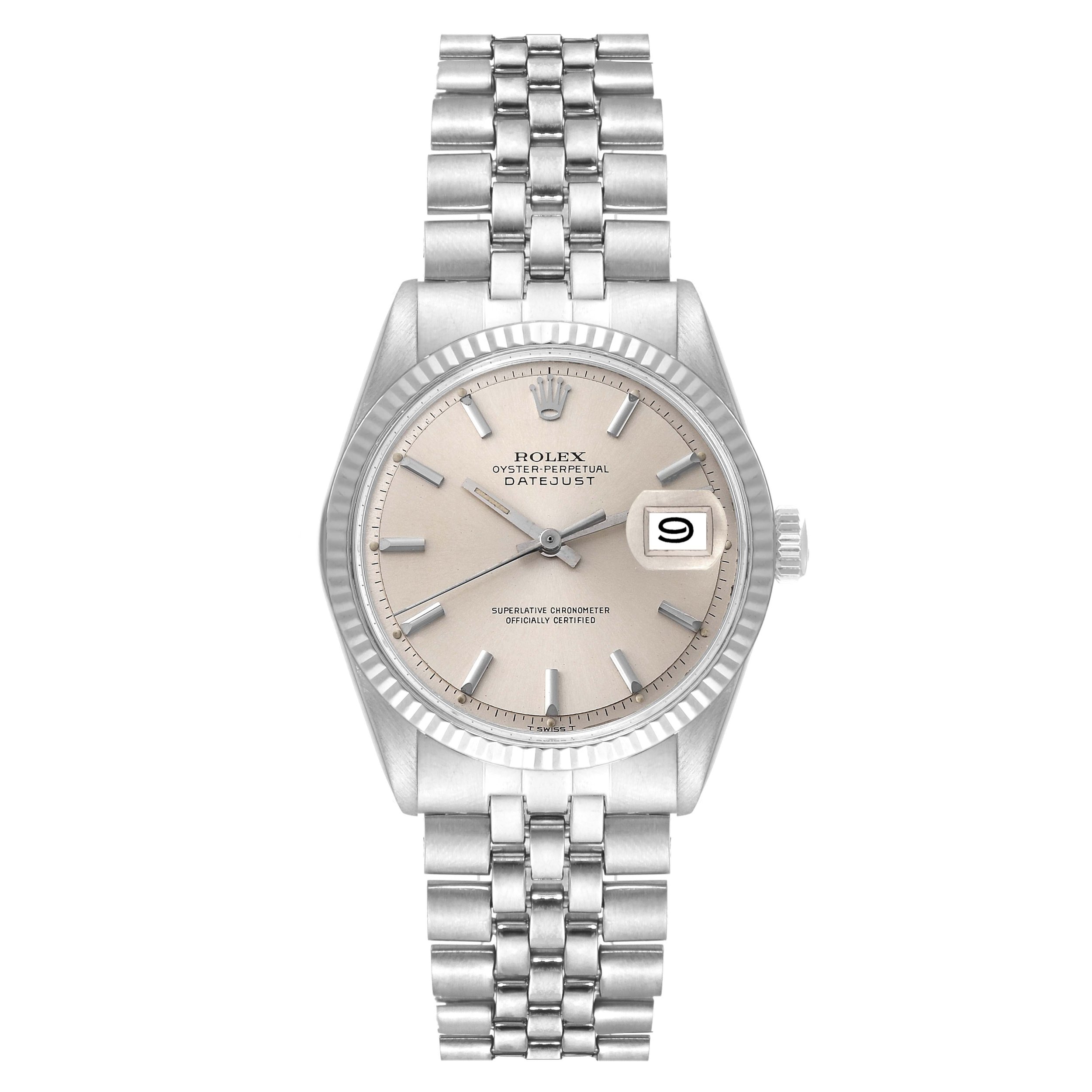 ROLEX DATEJUST 1601 STEEL WHITE GOLD SILVER DIAL VINTAGE MENS WATCH.jpg
