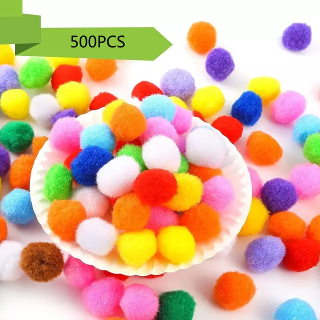 500 PCS 2.5CM ASSORTED/MULTICOLOR POM POM BALLS — Prepping For K Academy