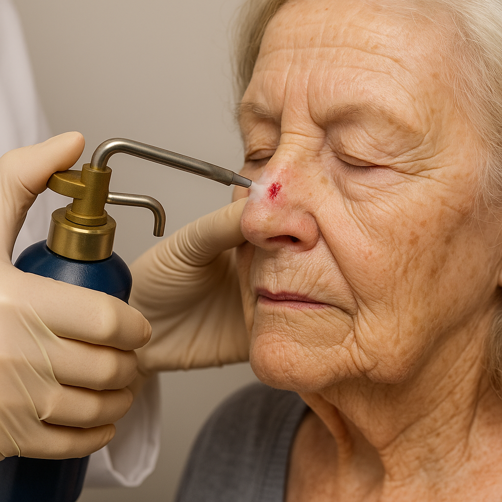 Treatment of Nasal Actinic Keratosis in an 81-Year-Old Female — Village Dermatology, Katy &amp; Houston, Texas