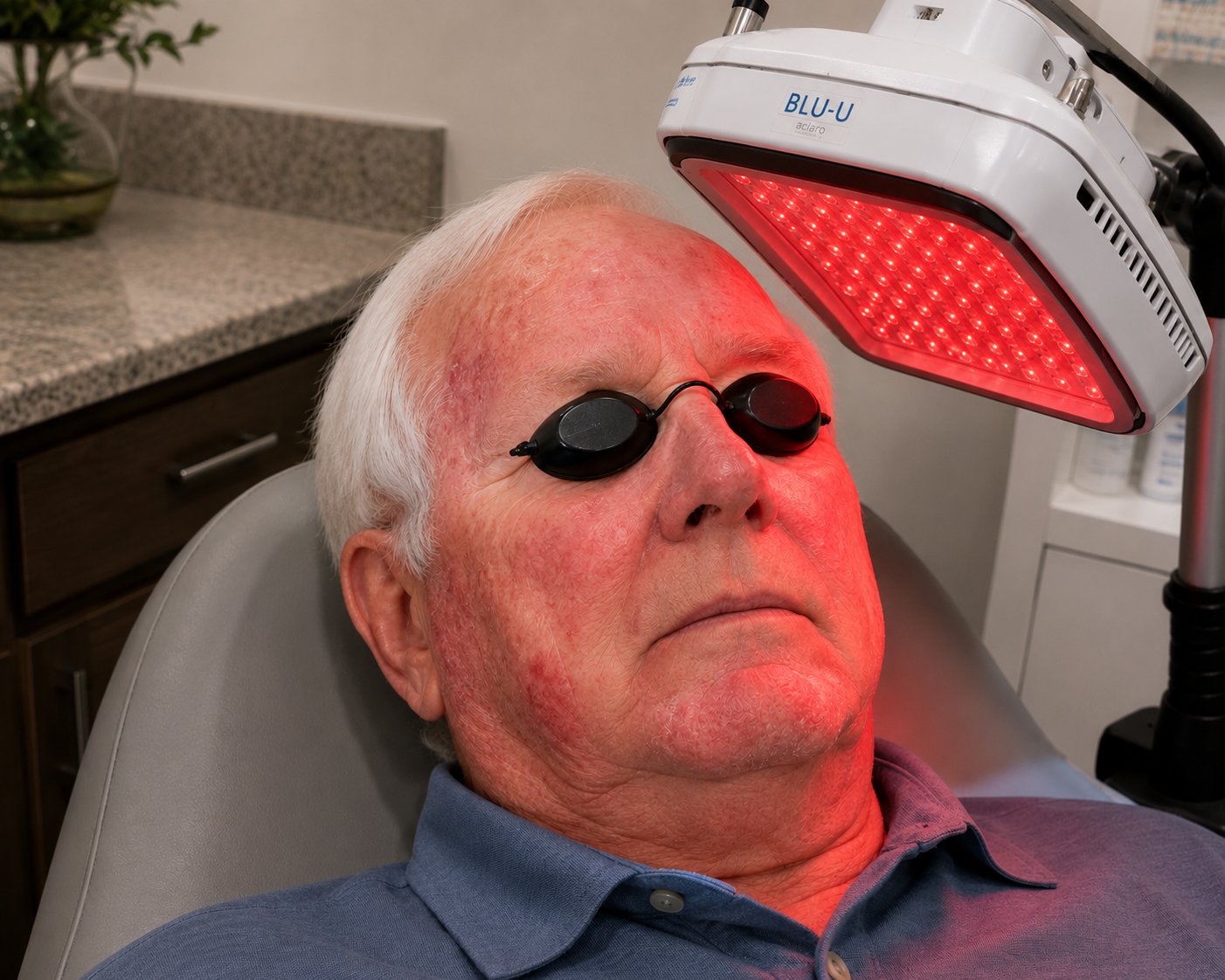 "I've Already Had My Pre-Cancerous Spots Frozen Off—Why Does My Dermatologist Recommend Blue Light Therapy Now?"