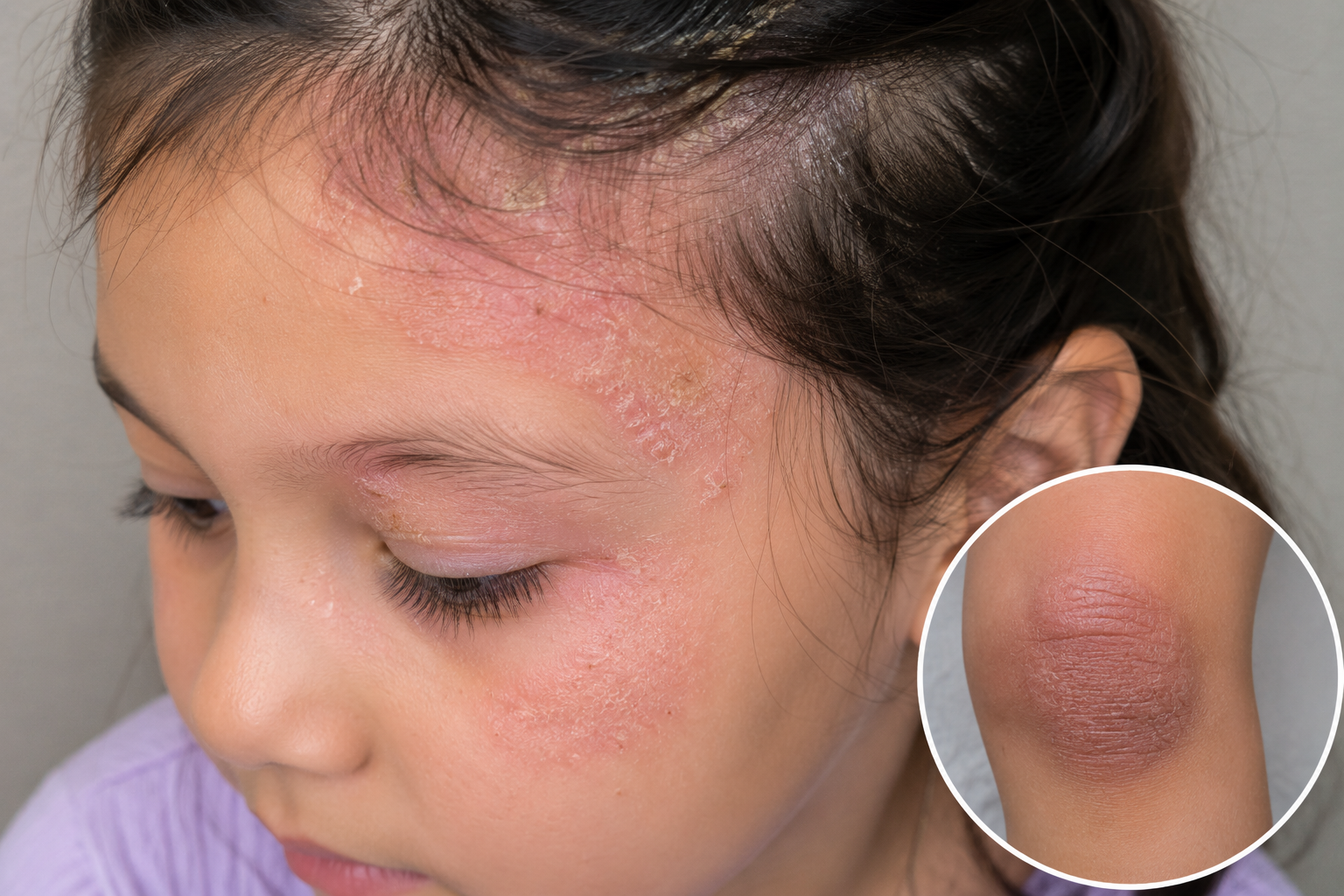 Why Does My Child Have Scaly Facial Rashes and Thickened Patches on Her Knee?
