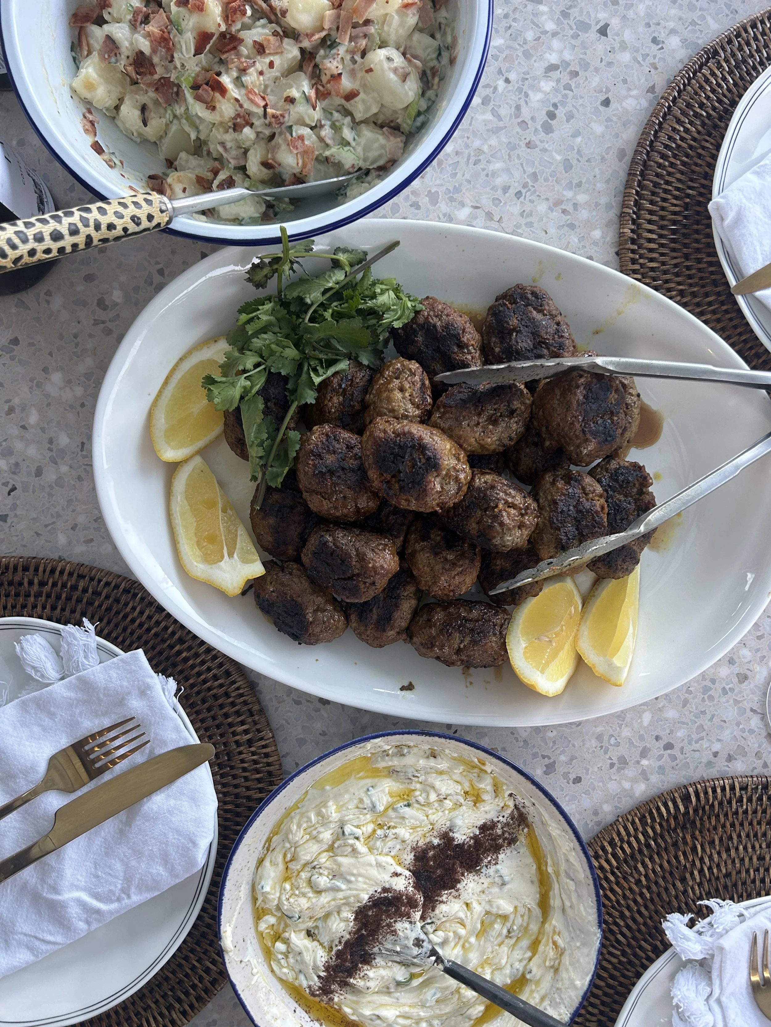 Lamb kofta with whipped feta &amp; yoghurt dip