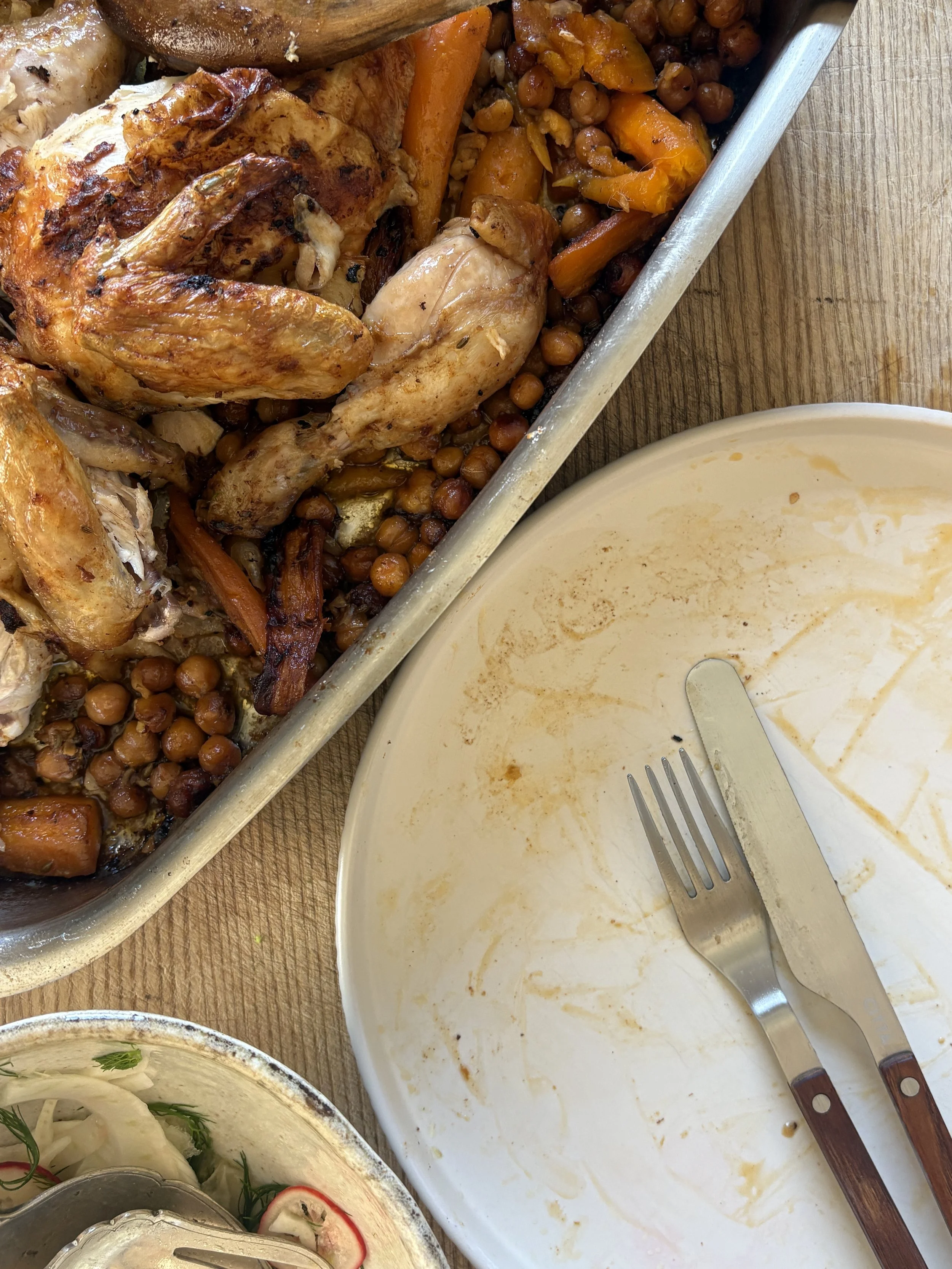 A good Sunday roast chook with dutch carrots &amp; chickpeas