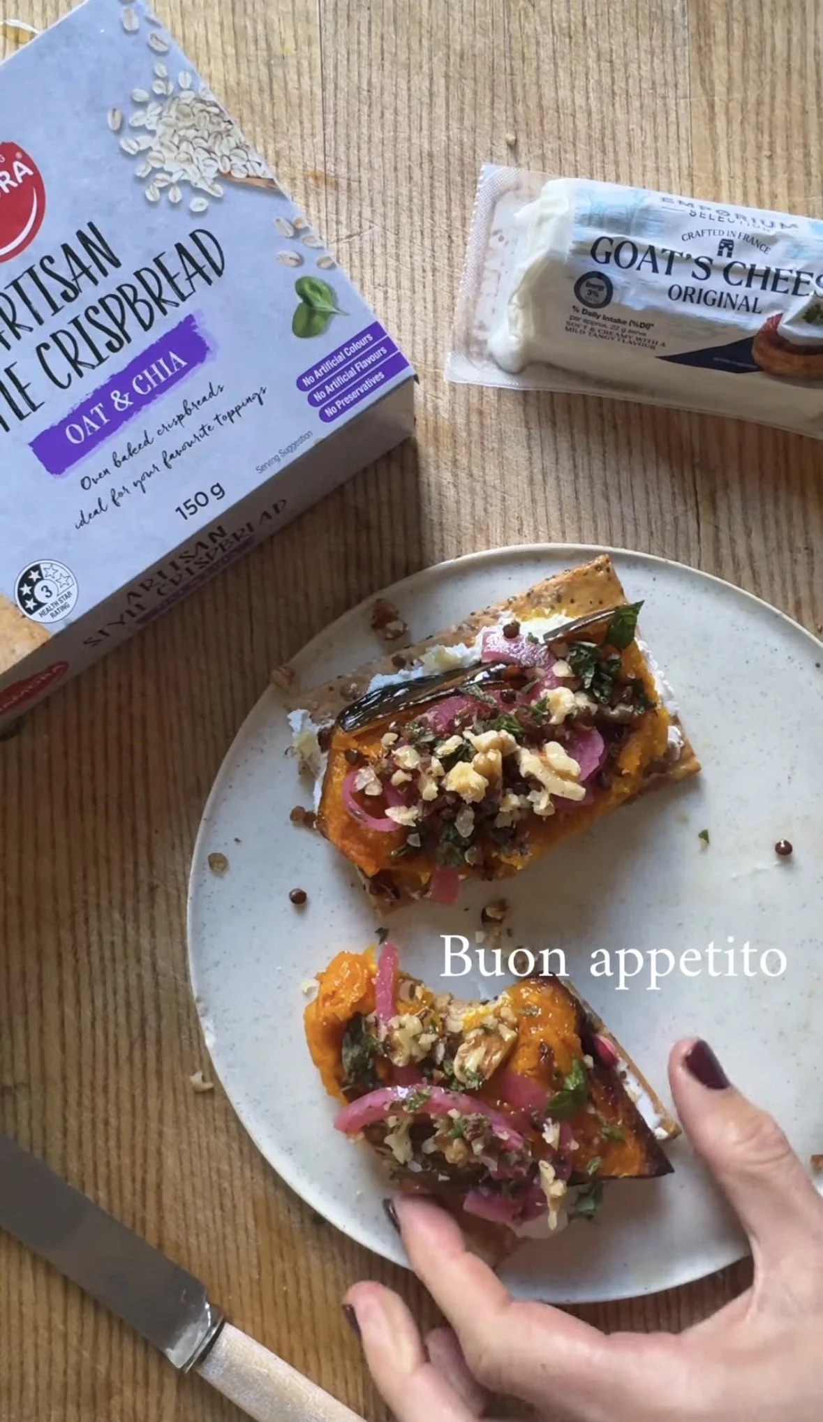 Pimp my Crisp Bread - roast pumpkin &amp; goats curd