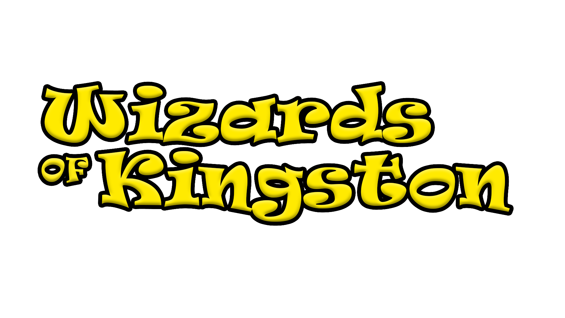 Bright yellow text reading "Wizards of Kingston" on a black background.
