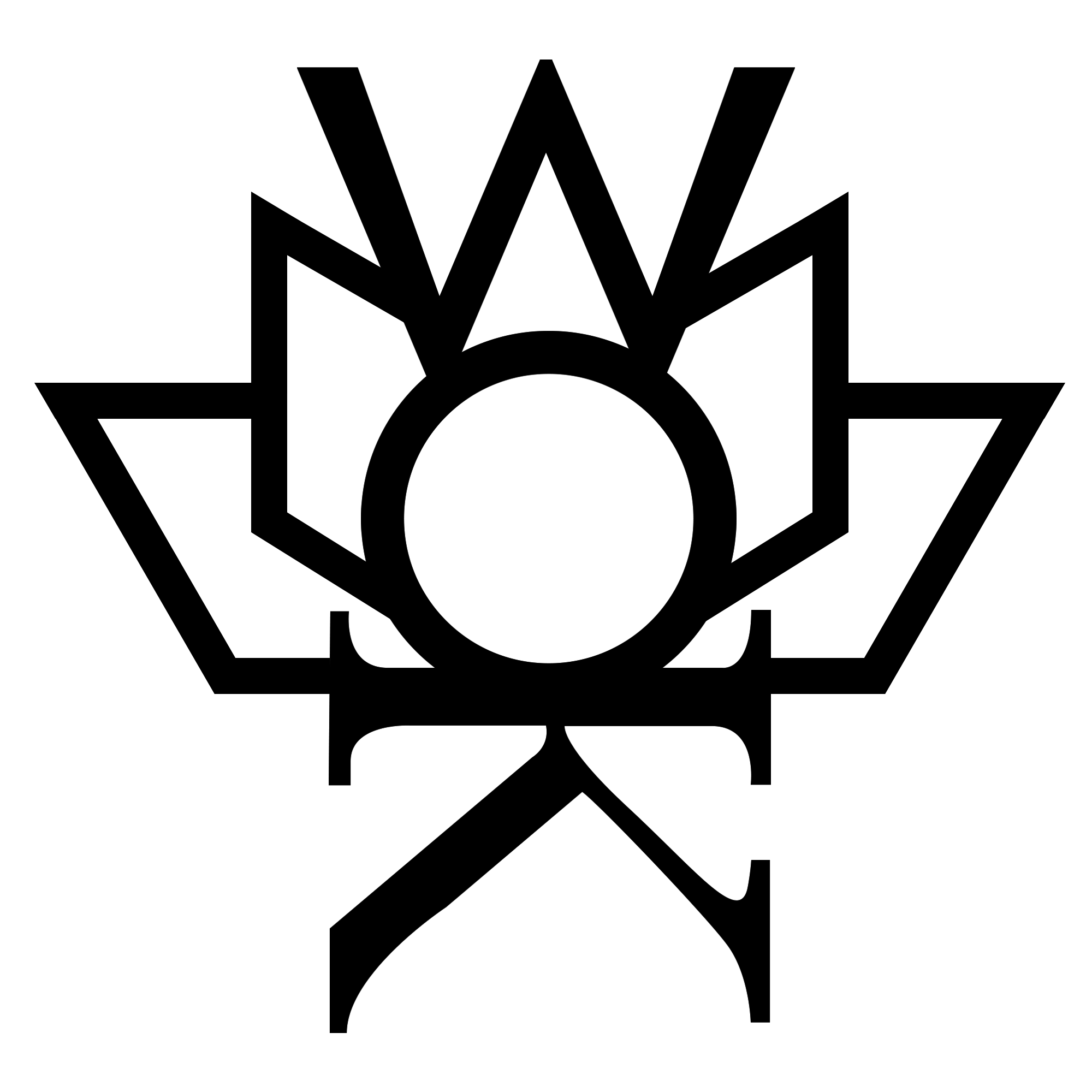 Outline of a medal with a ribbon above, featuring a letter 'W' in the center and lines radiating outward.