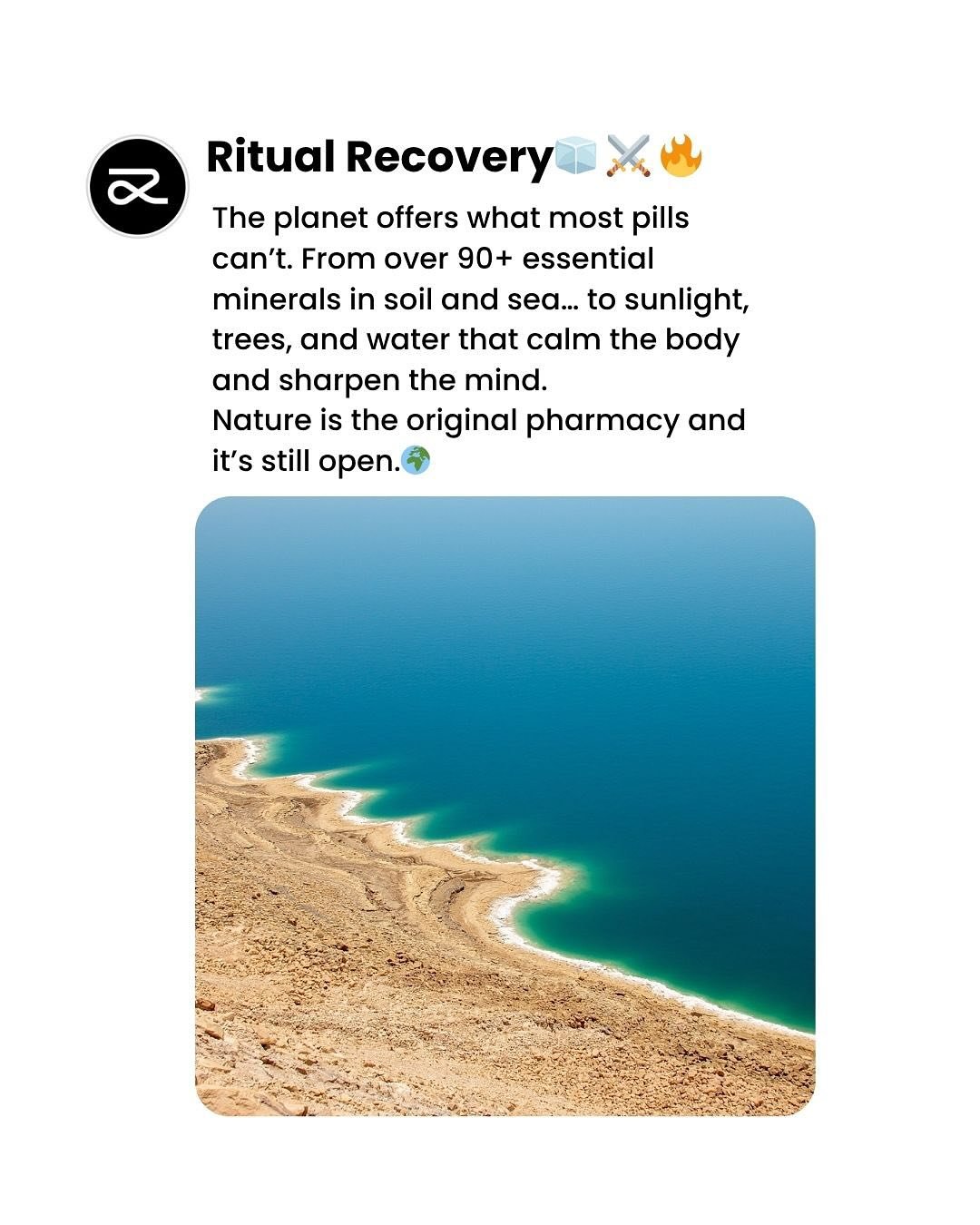 Nature doesn&rsquo;t need rebranding. It&rsquo;s the original healer. 🌿

Before pills and protocols, there was sunlight, saltwater, forest air, and ice.

We&rsquo;ve just forgotten how to listen.

🧠 30 seconds in cold water can spike dopamine by ov