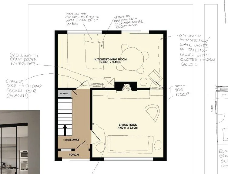 Living Room design with grey couches and built in tv unit, nice pictures on the walls