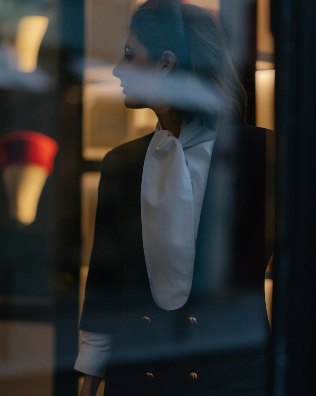 Maria at our boutique, wearing
Le Classique &mdash; Cashmere Dark Grey.

33 Rue de Grenelle, Paris