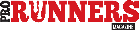 Logotipo da revista PRO RUNNERS com o título em letras vermelhas e pretas.