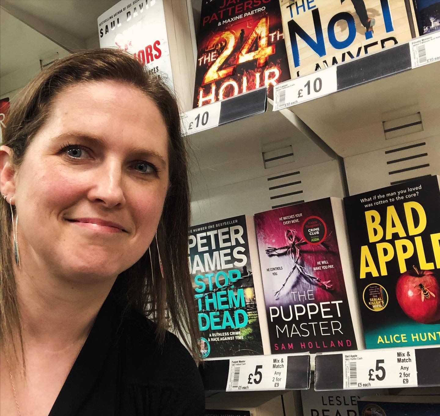 It&rsquo;s my book! In a supermarket! (It&rsquo;s hard to take selfies with your book in Asda and not attract strange looks, but I tried my best.)
Anyway, The Puppet Master is available in Asda. With bonus content, to boot.