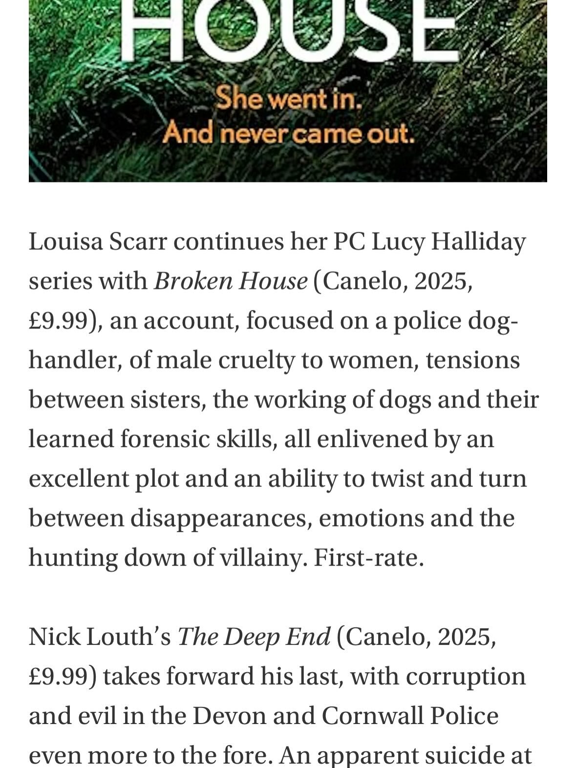Starting the week with this absolutely wonderful review from @thecriticmag ! &ldquo;First rate.&rdquo; Thank you so much, Jeremy Black!
#bookreview #happyauthor #mondayinspo #mondaymotivaton #authorlife #brokenhouse