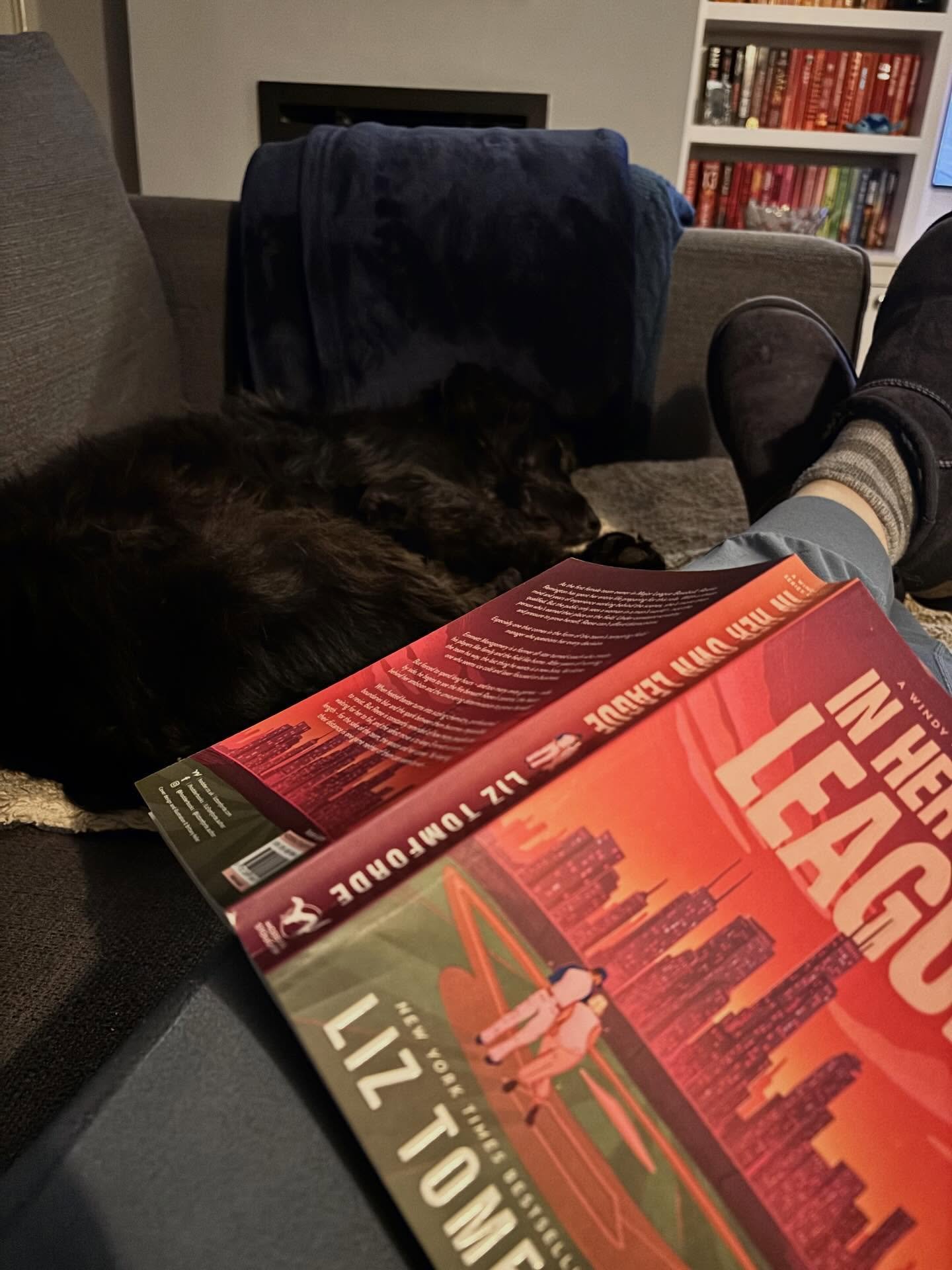 Happy World Book Day!
I am currently reading In Her Own League by @liztomforde.author while the black fluffy one snores peacefully. It&rsquo;s fab, and smutty, and all the good things a romance should be.
What are you reading?
#worldbookday #currentl