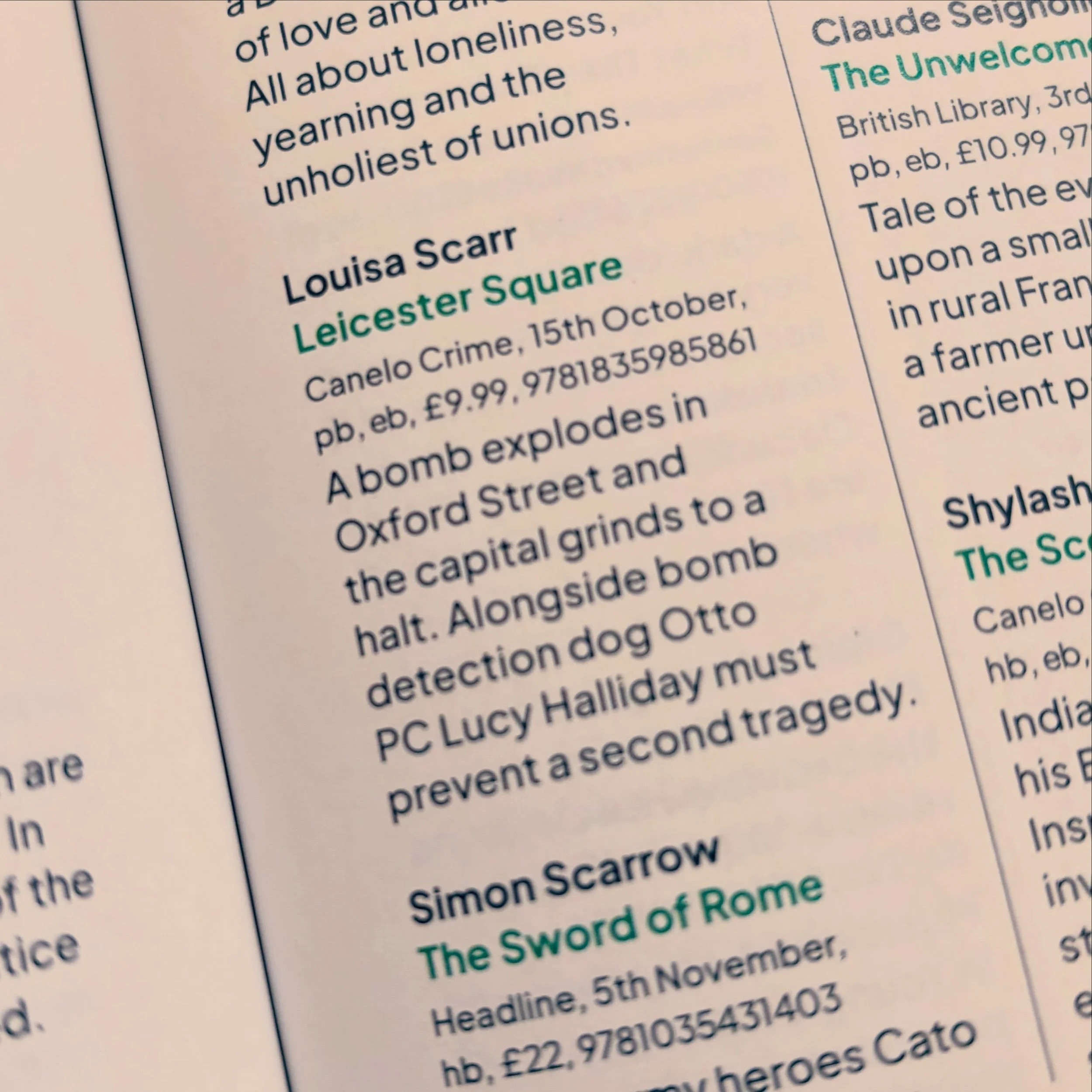 Exciting to see Leicester Square in the Bookseller Buyer&rsquo;s Guide today! Get ready!