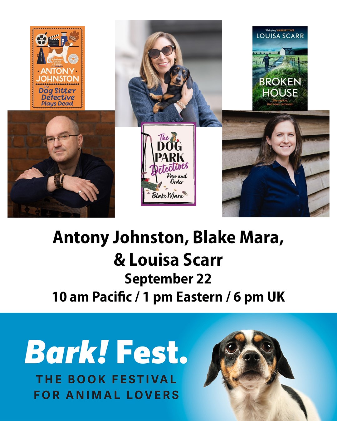Jumping on quickly to share that sign up for Bark!Fest is now available!
This is an online festival about all things dog, and I will be joined by Antony Johnston and Blake Mara, talking about our dog-themed books! Sign up is free, link in my stories 