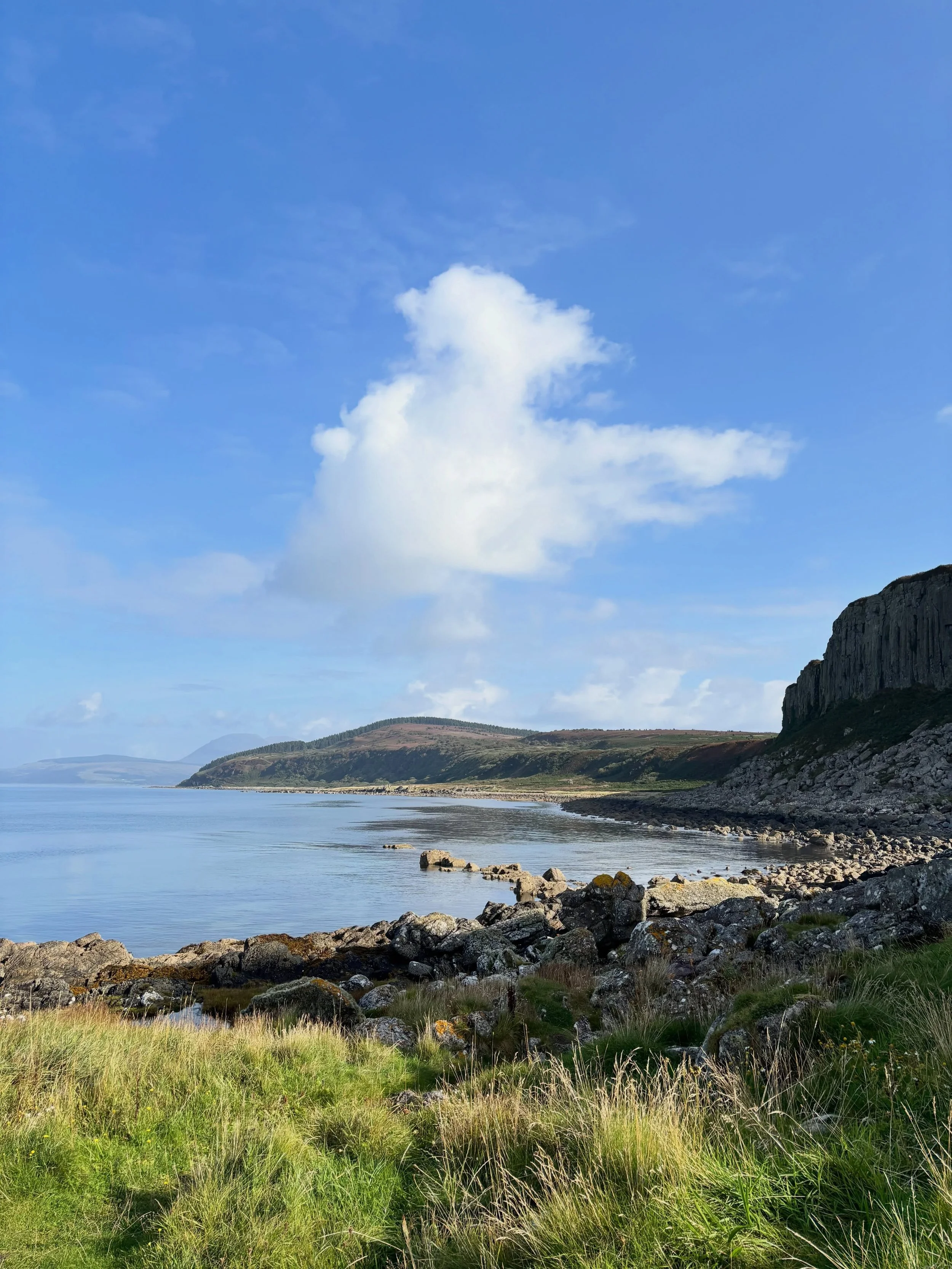 The sun shone for our first day on Arran! There was editing, a run (more of a run-walk, tbh), a trip to meet the lovely @francesbennett (and adorable Amber), then more beautiful views and some fat comfortable seals.🦭 ☀️ 🏃&zwj;♀️ 🐕